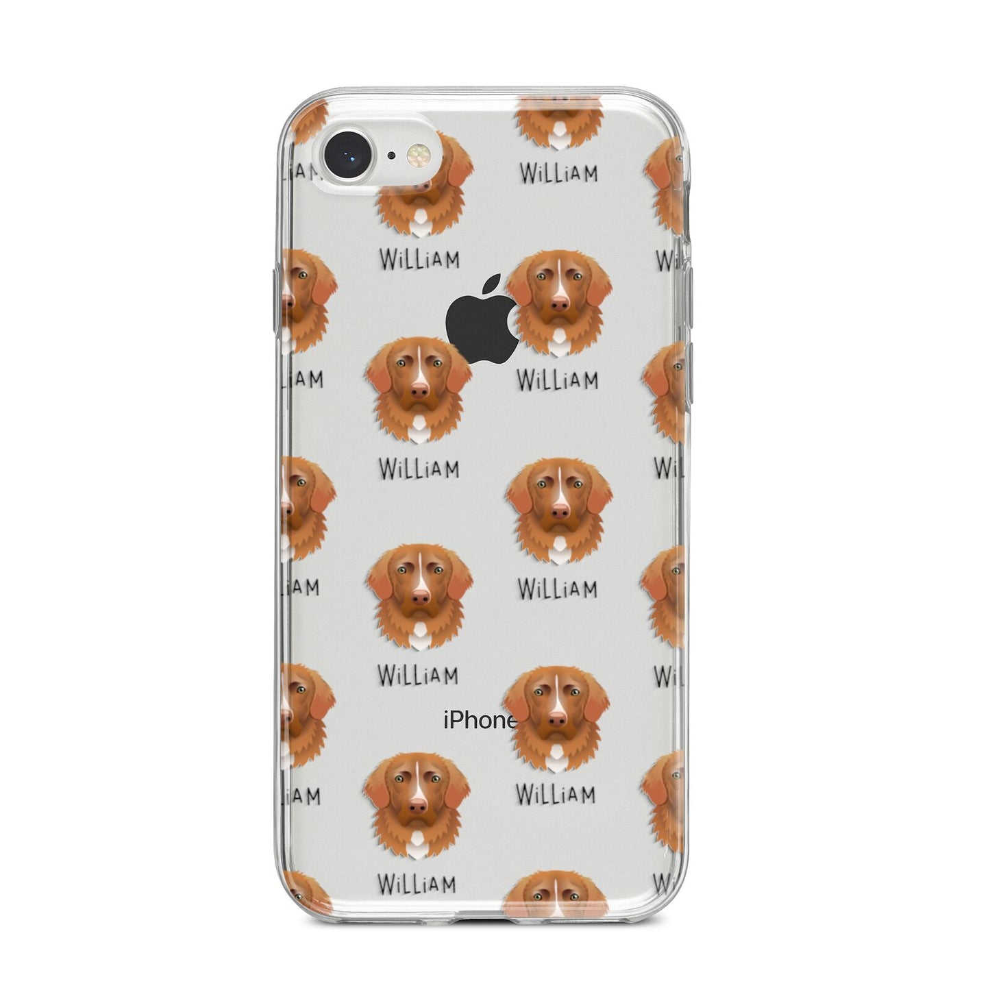 Nova Scotia Duck Tolling Retriever Icon with Name iPhone 8 Bumper Case on Silver iPhone