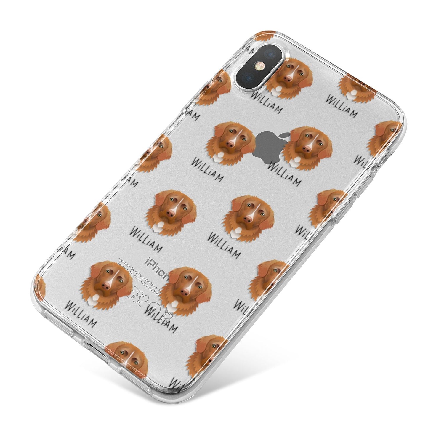 Nova Scotia Duck Tolling Retriever Icon with Name iPhone X Bumper Case on Silver iPhone