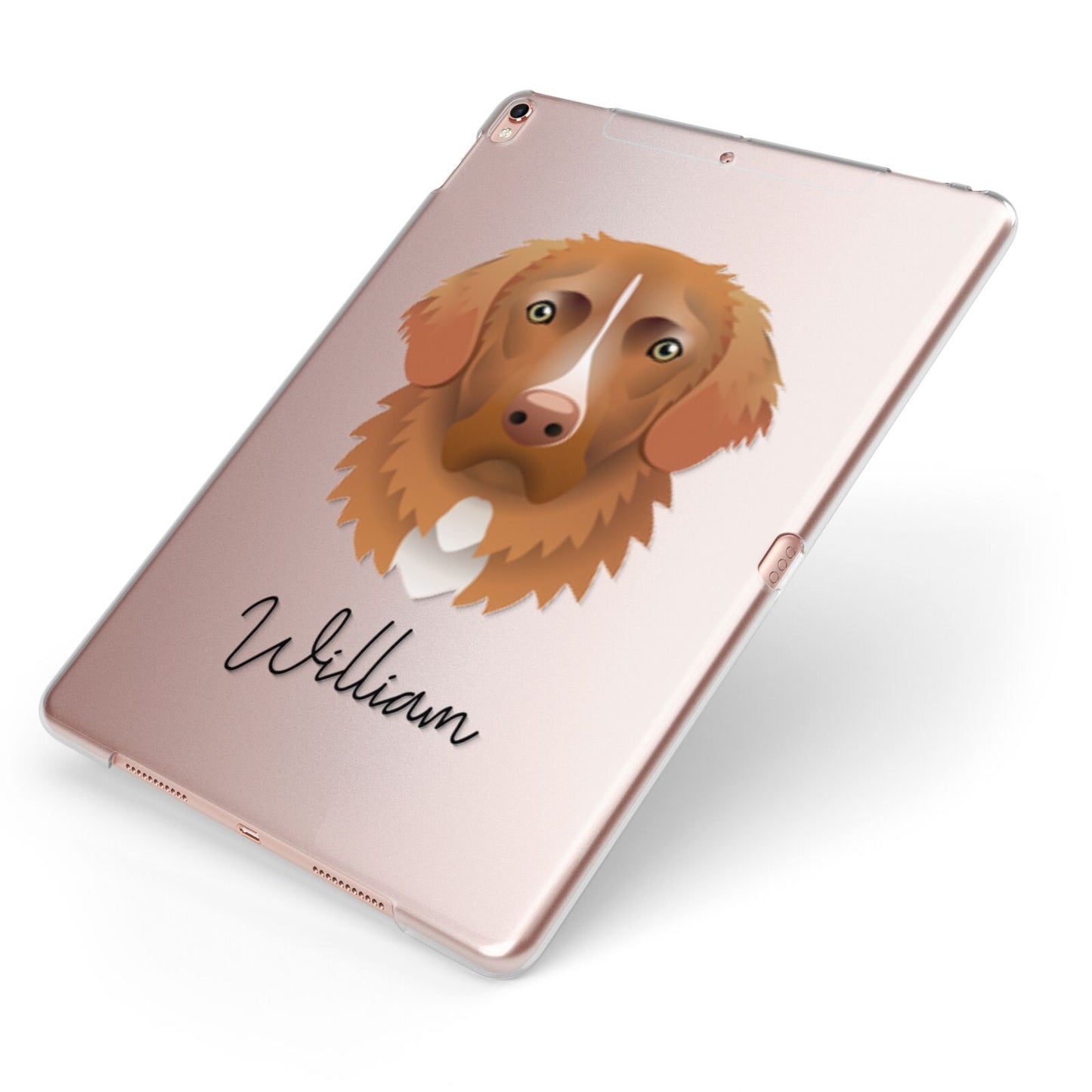 Nova Scotia Duck Tolling Retriever Personalised Apple iPad Case on Rose Gold iPad Side View