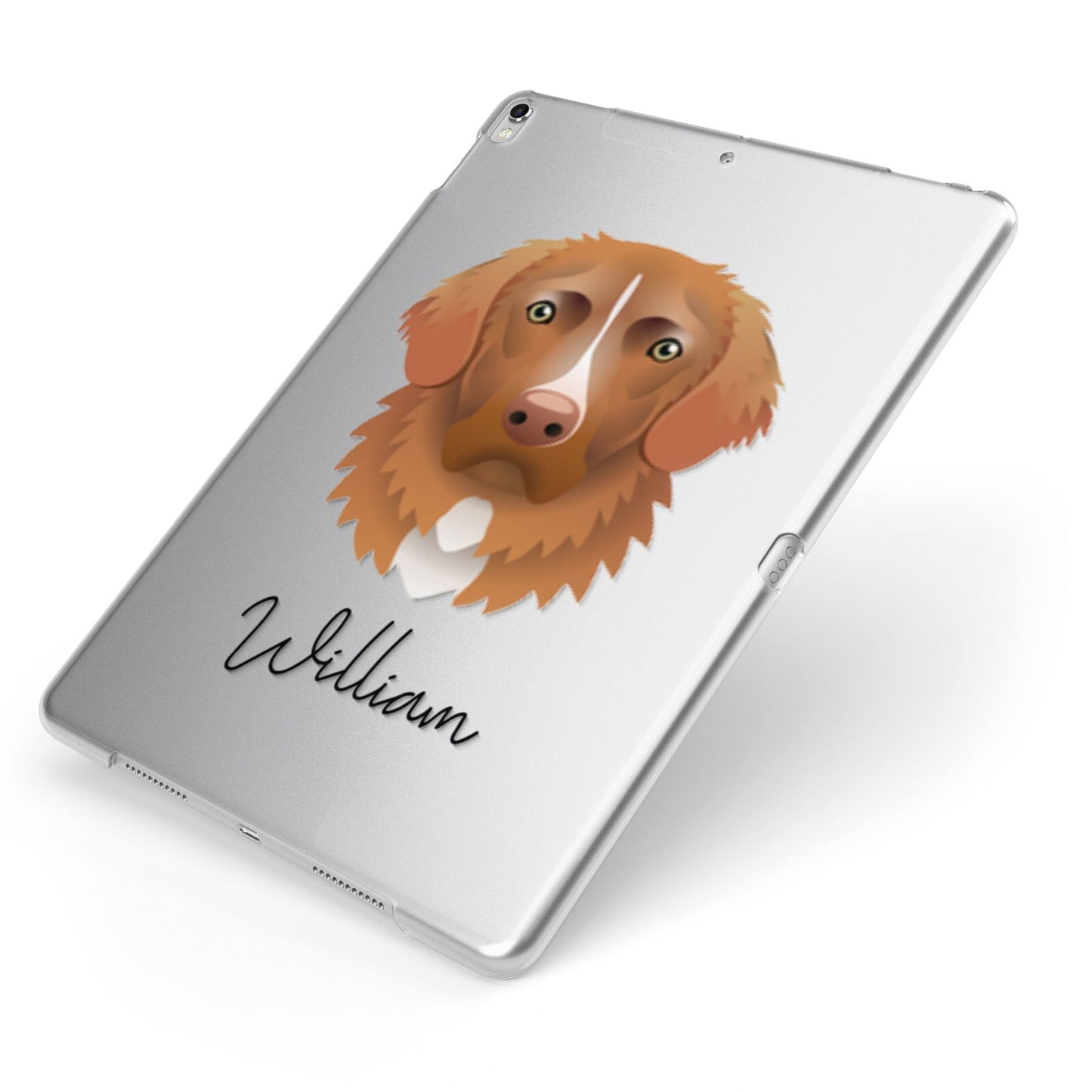 Nova Scotia Duck Tolling Retriever Personalised Apple iPad Case on Silver iPad Side View