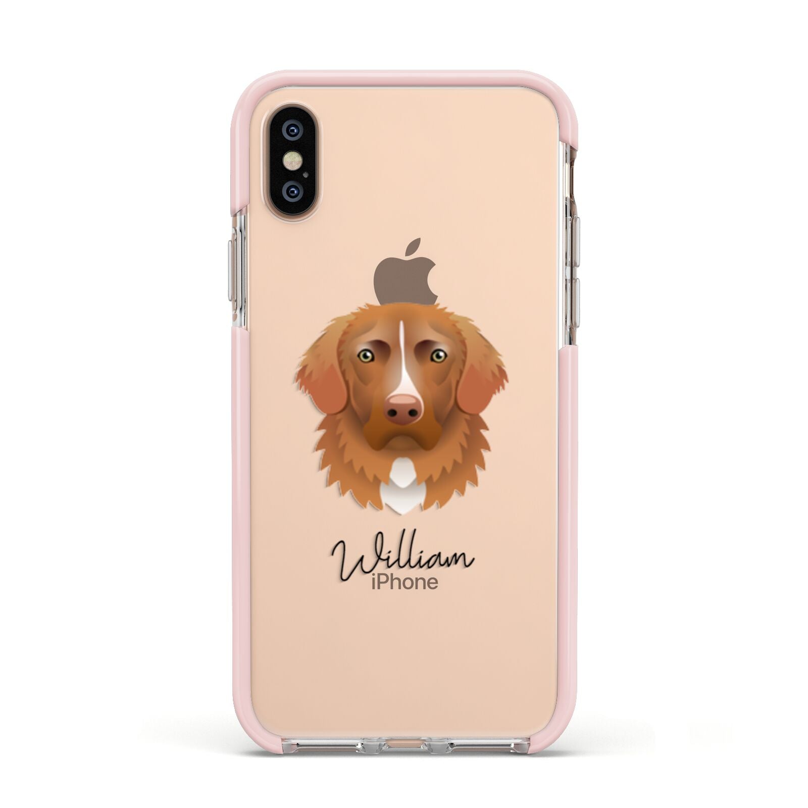 Nova Scotia Duck Tolling Retriever Personalised Apple iPhone Xs Impact Case Pink Edge on Gold Phone