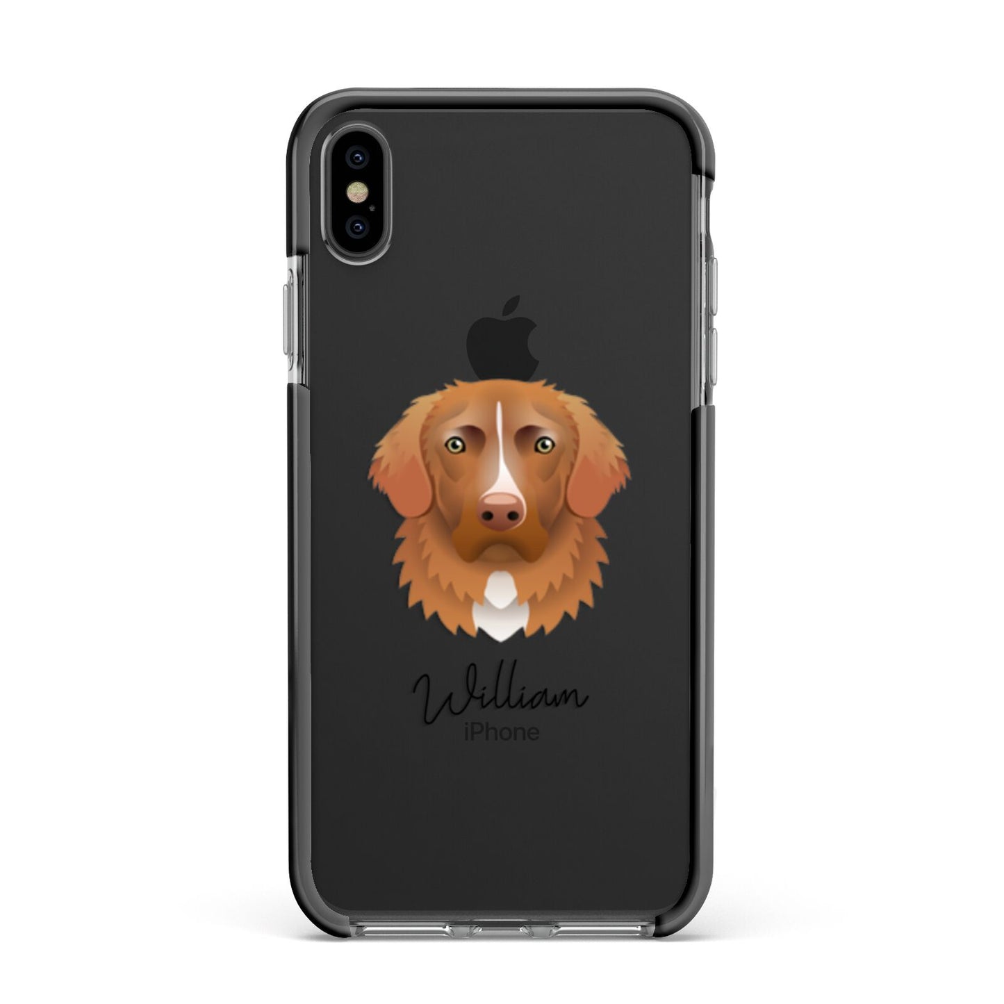 Nova Scotia Duck Tolling Retriever Personalised Apple iPhone Xs Max Impact Case Black Edge on Black Phone