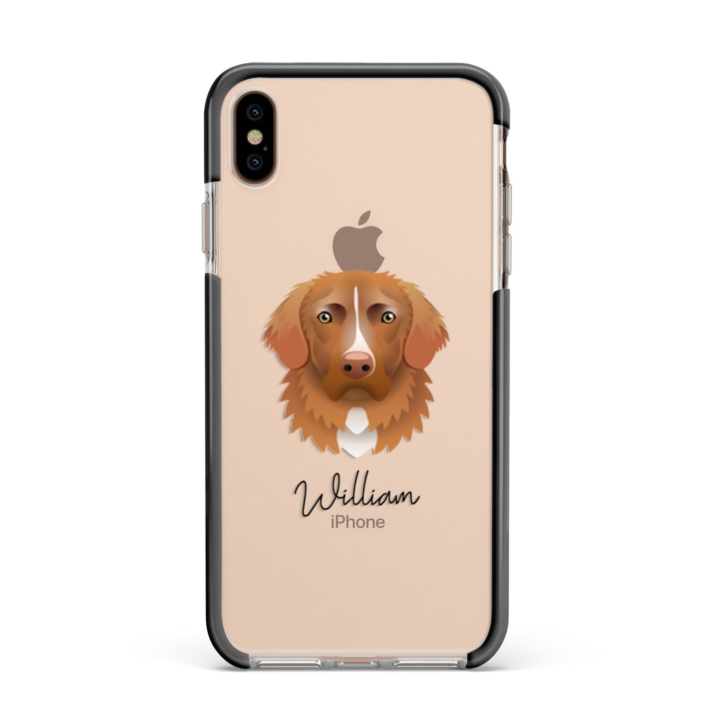 Nova Scotia Duck Tolling Retriever Personalised Apple iPhone Xs Max Impact Case Black Edge on Gold Phone