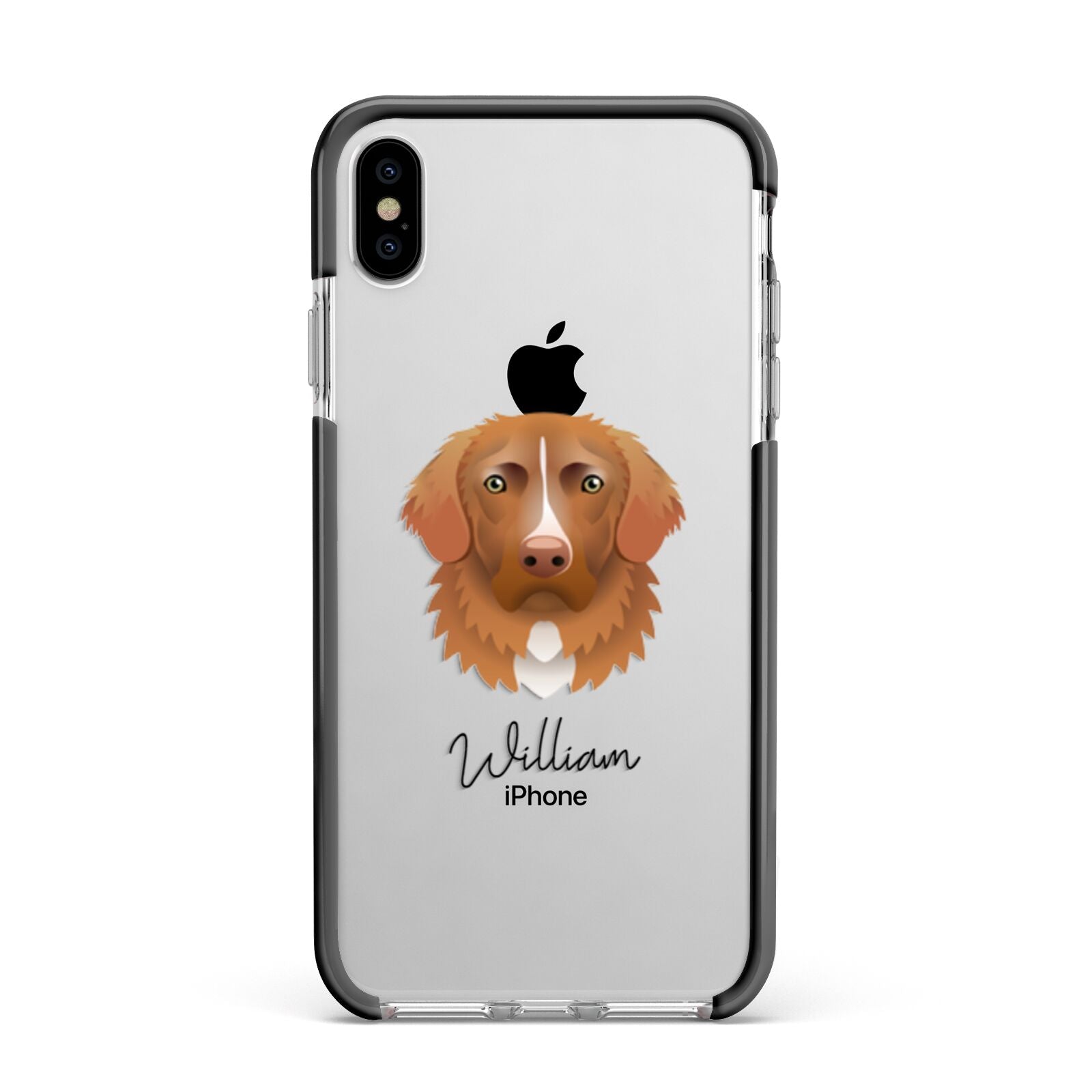 Nova Scotia Duck Tolling Retriever Personalised Apple iPhone Xs Max Impact Case Black Edge on Silver Phone