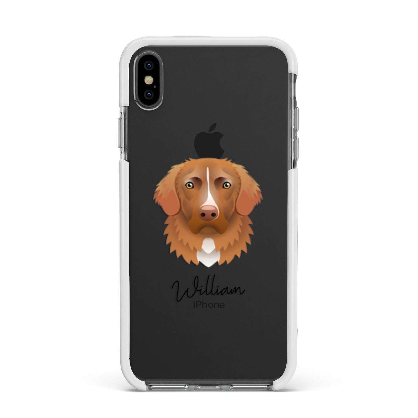 Nova Scotia Duck Tolling Retriever Personalised Apple iPhone Xs Max Impact Case White Edge on Black Phone