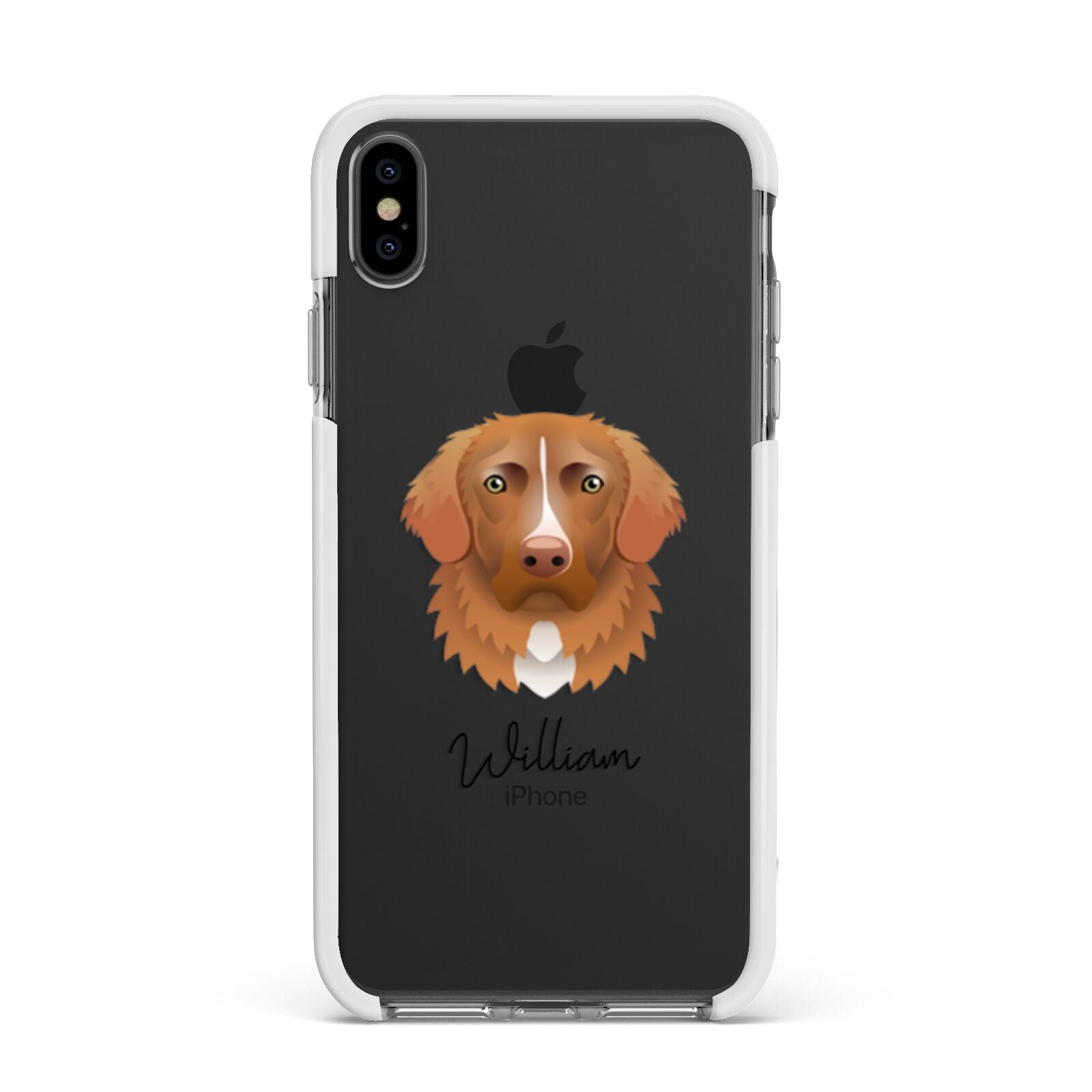 Nova Scotia Duck Tolling Retriever Personalised Apple iPhone Xs Max Impact Case White Edge on Black Phone