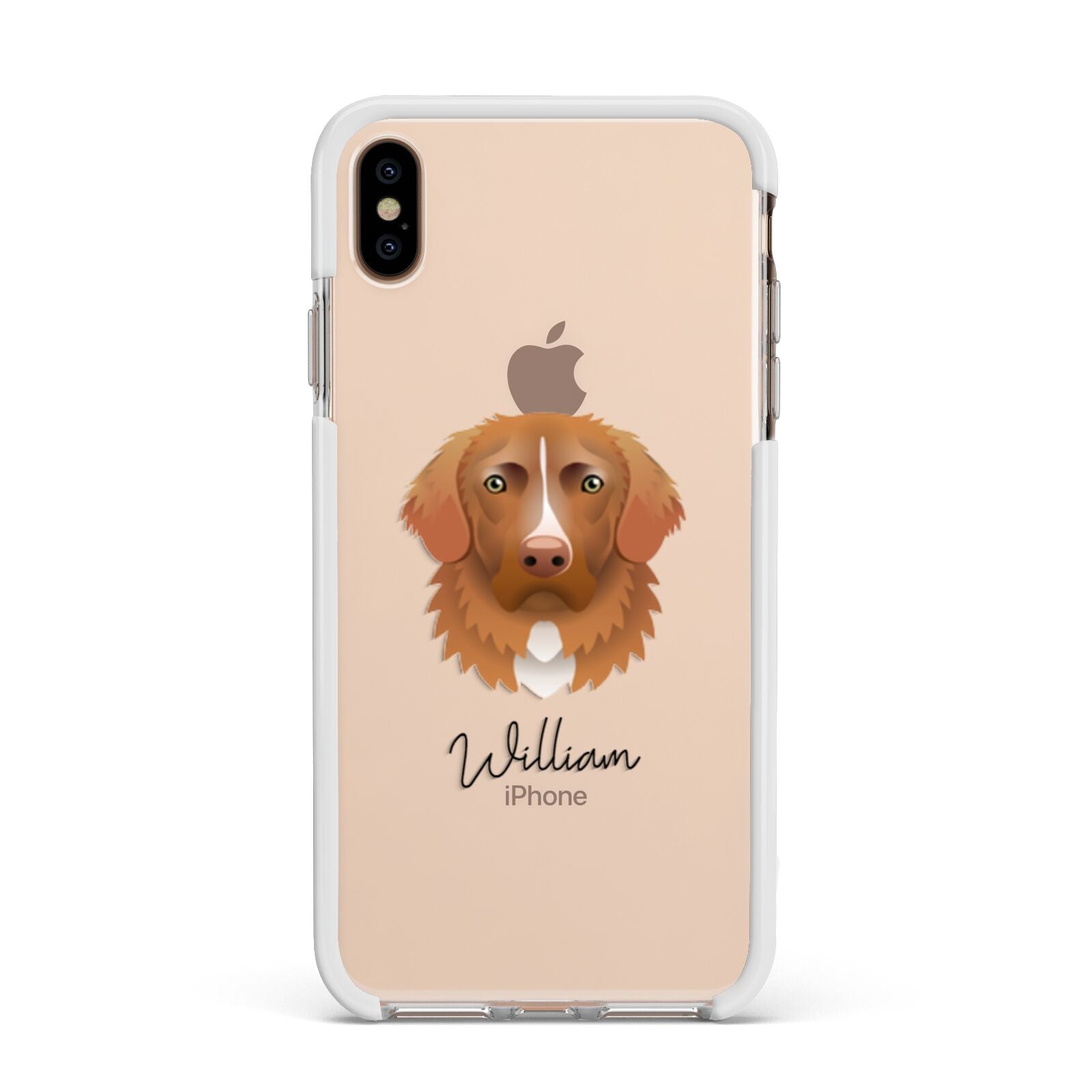 Nova Scotia Duck Tolling Retriever Personalised Apple iPhone Xs Max Impact Case White Edge on Gold Phone