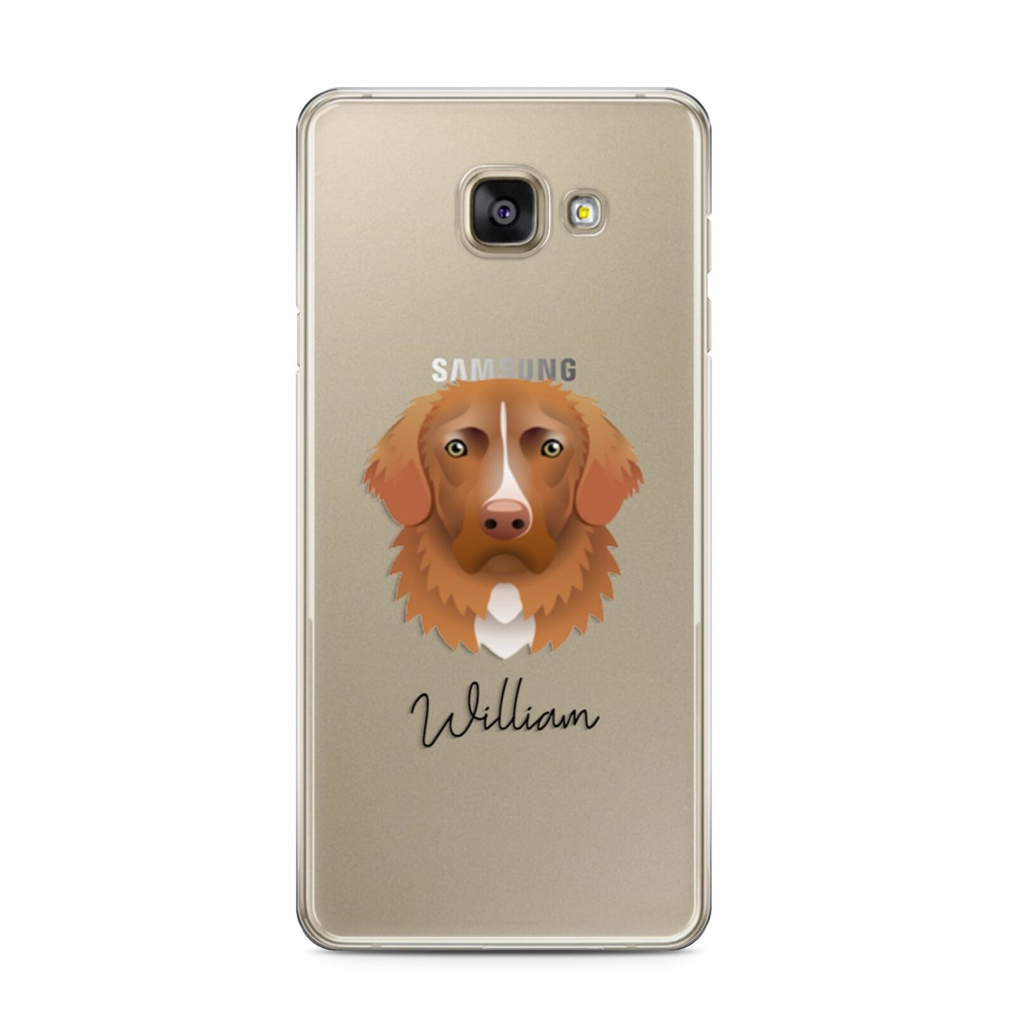 Nova Scotia Duck Tolling Retriever Personalised Samsung Galaxy A3 2016 Case on gold phone