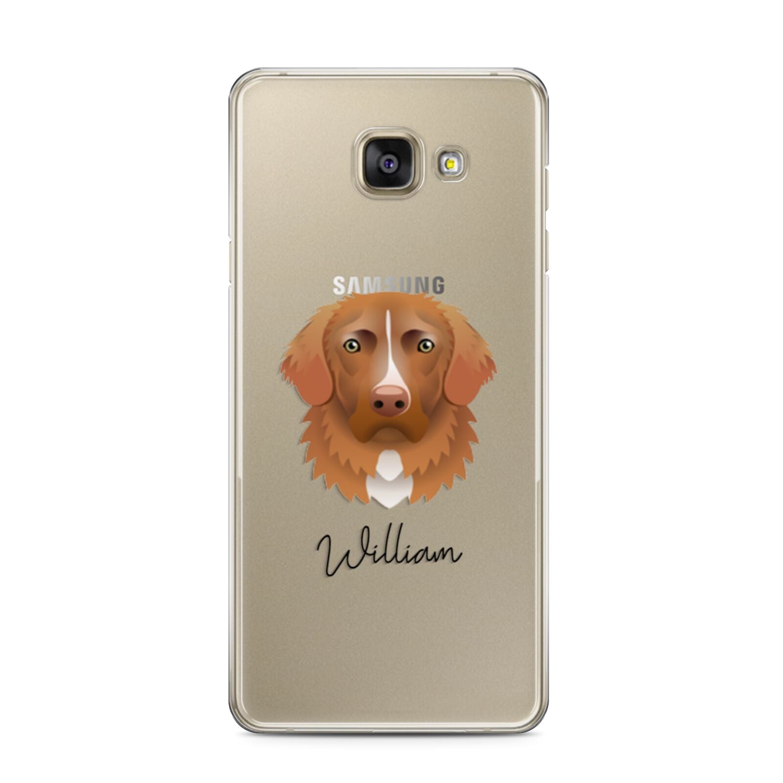 Nova Scotia Duck Tolling Retriever Personalised Samsung Galaxy A3 2016 Case on gold phone