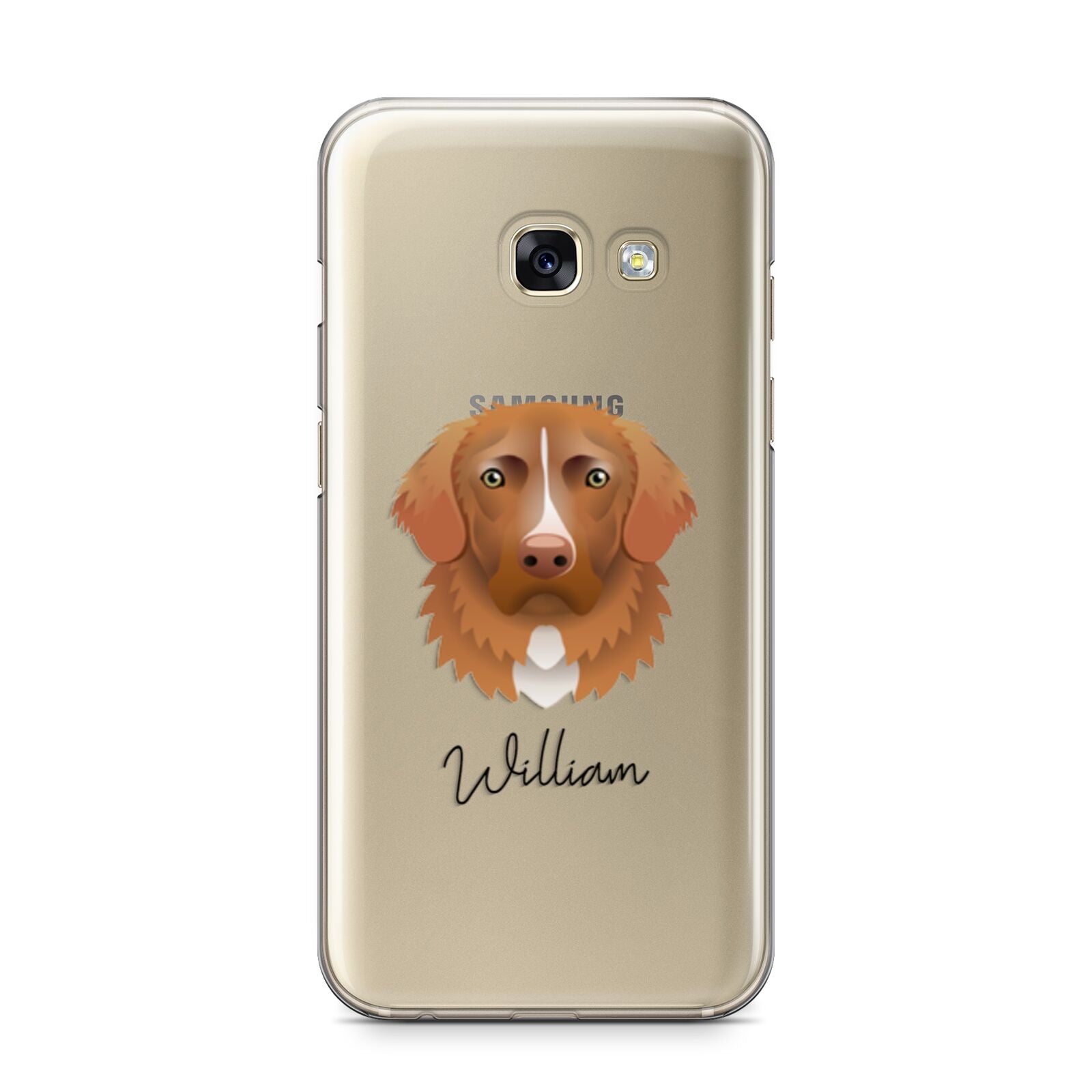 Nova Scotia Duck Tolling Retriever Personalised Samsung Galaxy A3 2017 Case on gold phone
