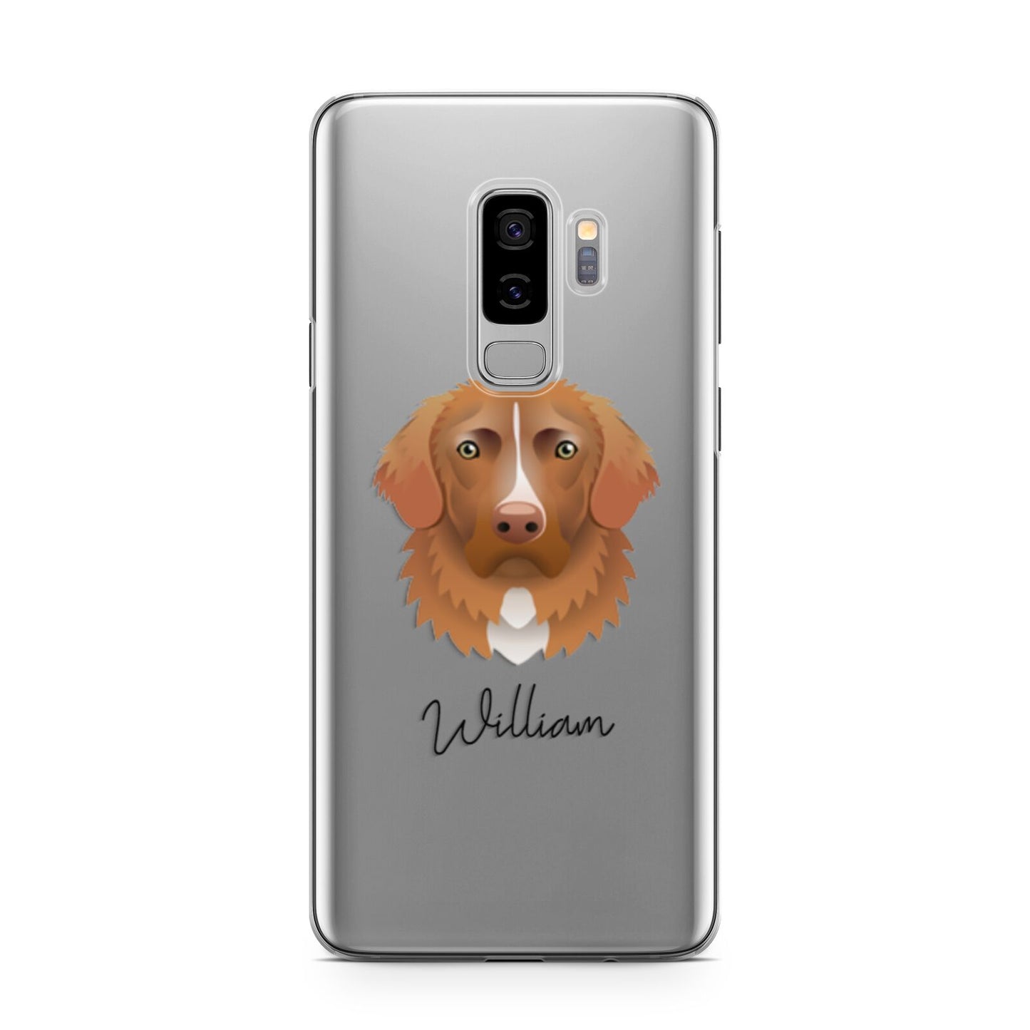 Nova Scotia Duck Tolling Retriever Personalised Samsung Galaxy S9 Plus Case on Silver phone