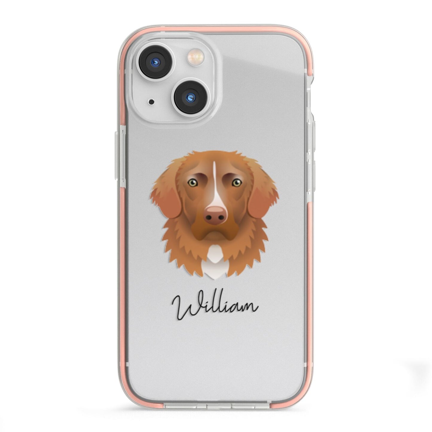 Nova Scotia Duck Tolling Retriever Personalised iPhone 13 Mini TPU Impact Case with Pink Edges