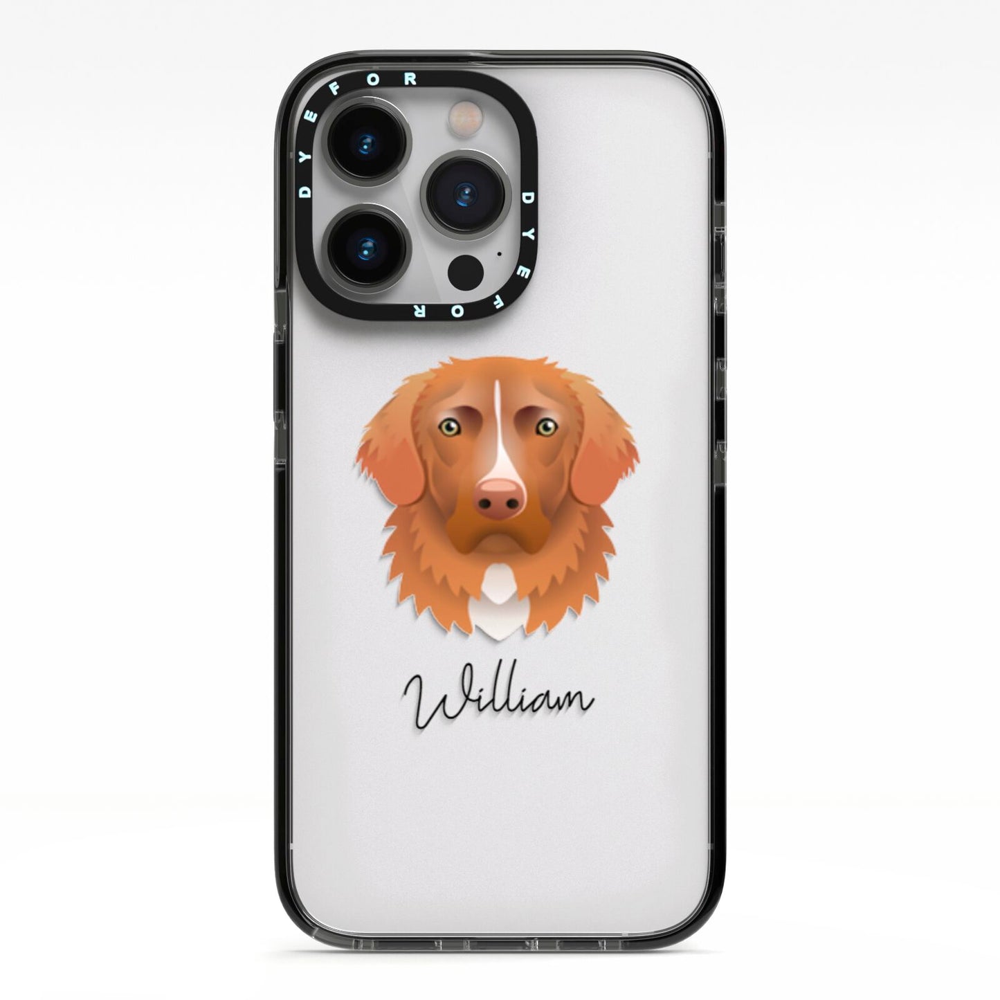 Nova Scotia Duck Tolling Retriever Personalised iPhone 13 Pro Black Impact Case on Silver phone