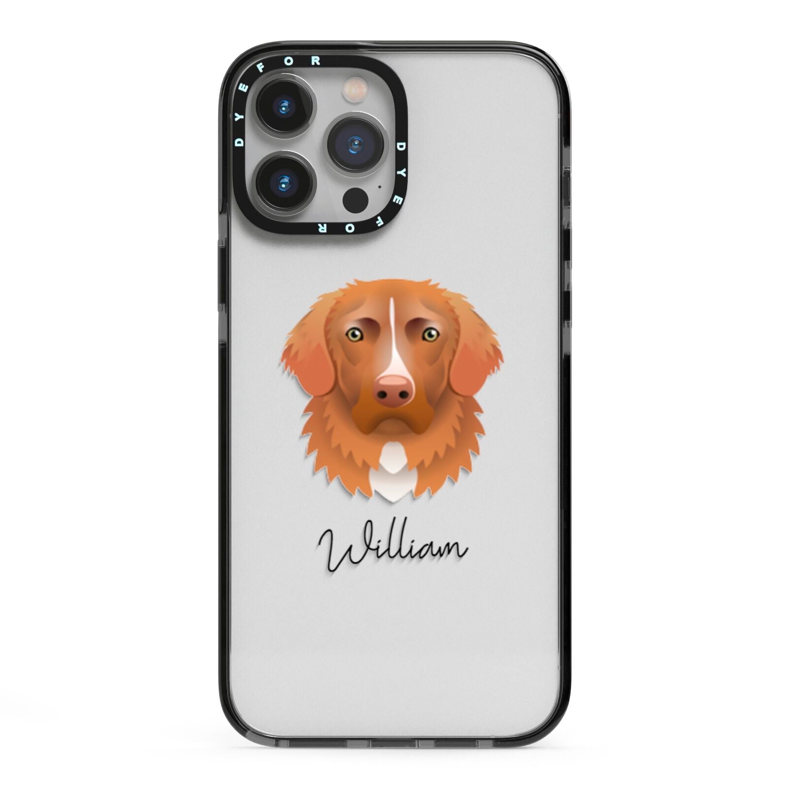 Nova Scotia Duck Tolling Retriever Personalised iPhone 13 Pro Max Black Impact Case on Silver phone