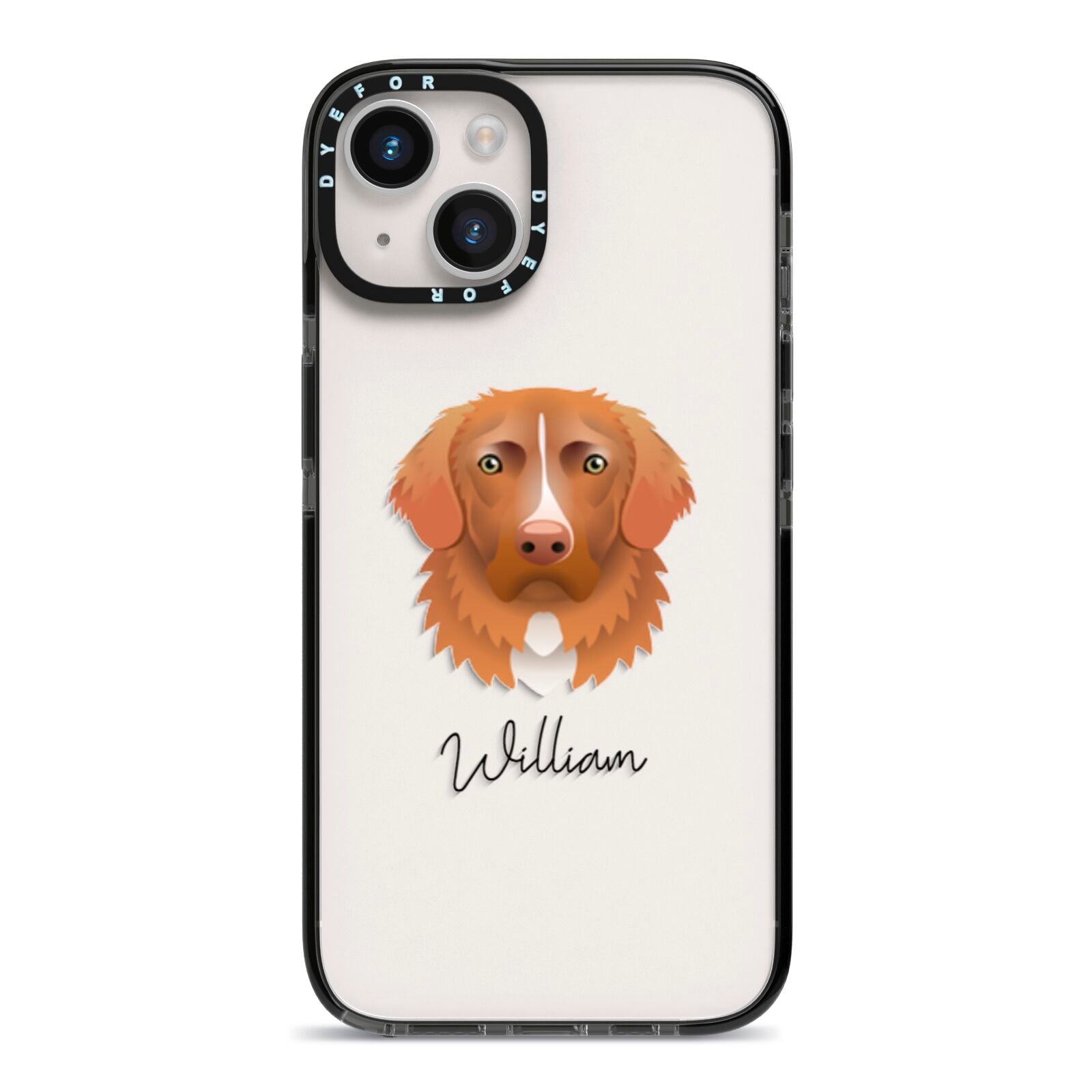 Nova Scotia Duck Tolling Retriever Personalised iPhone 14 Black Impact Case on Silver phone