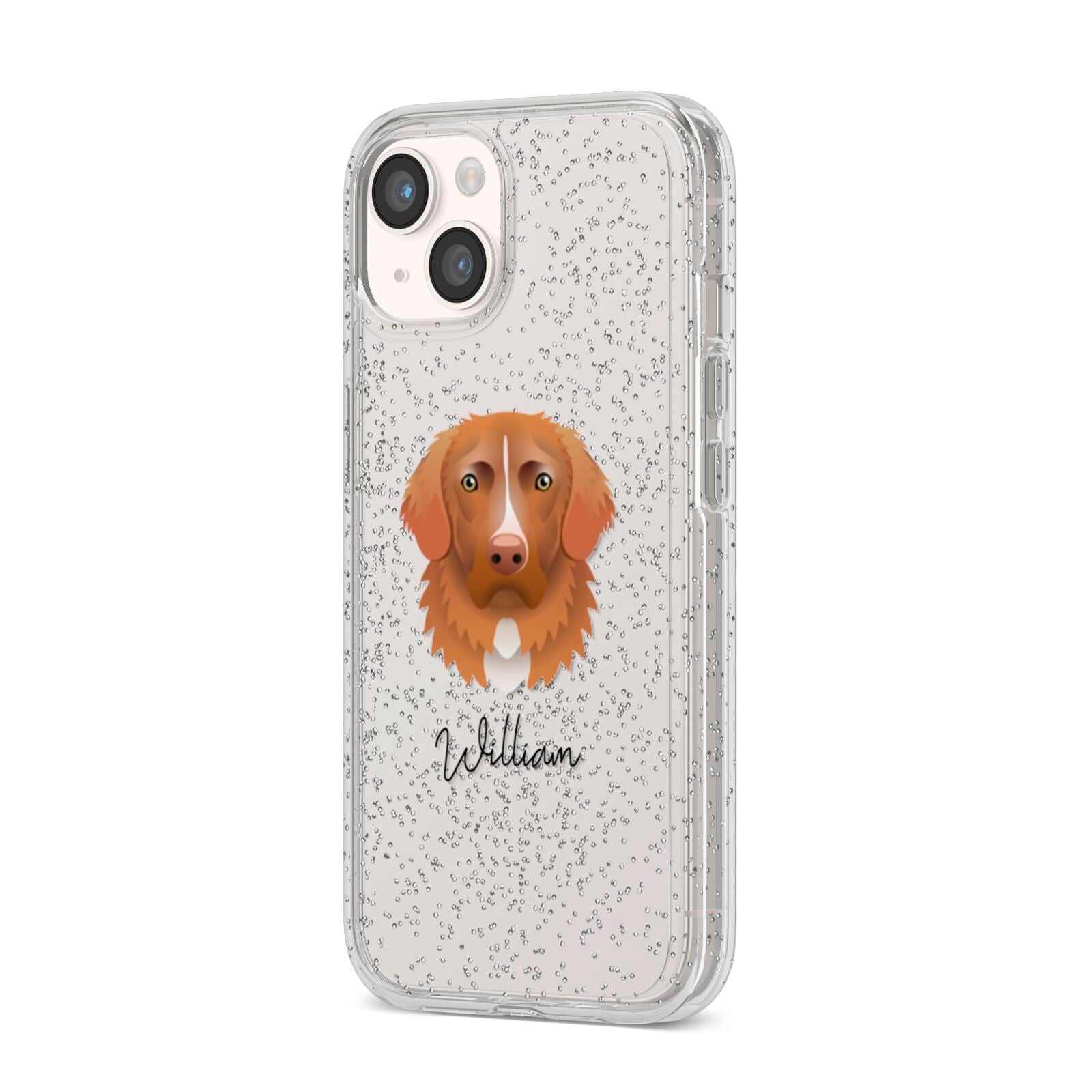 Nova Scotia Duck Tolling Retriever Personalised iPhone 14 Glitter Tough Case Starlight Angled Image