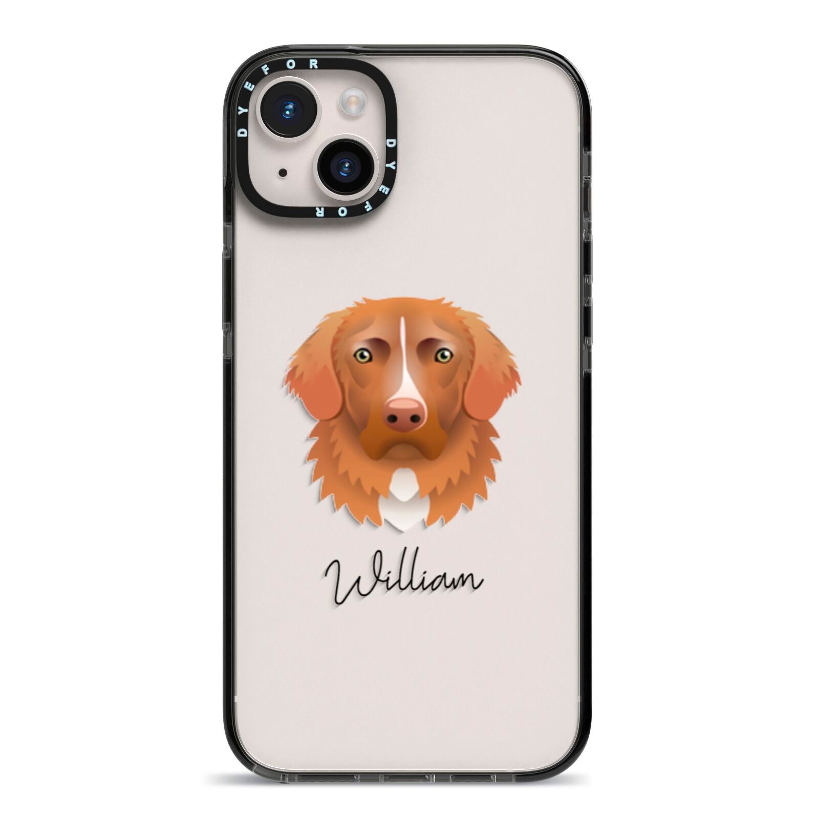 Nova Scotia Duck Tolling Retriever Personalised iPhone 14 Plus Black Impact Case on Silver phone