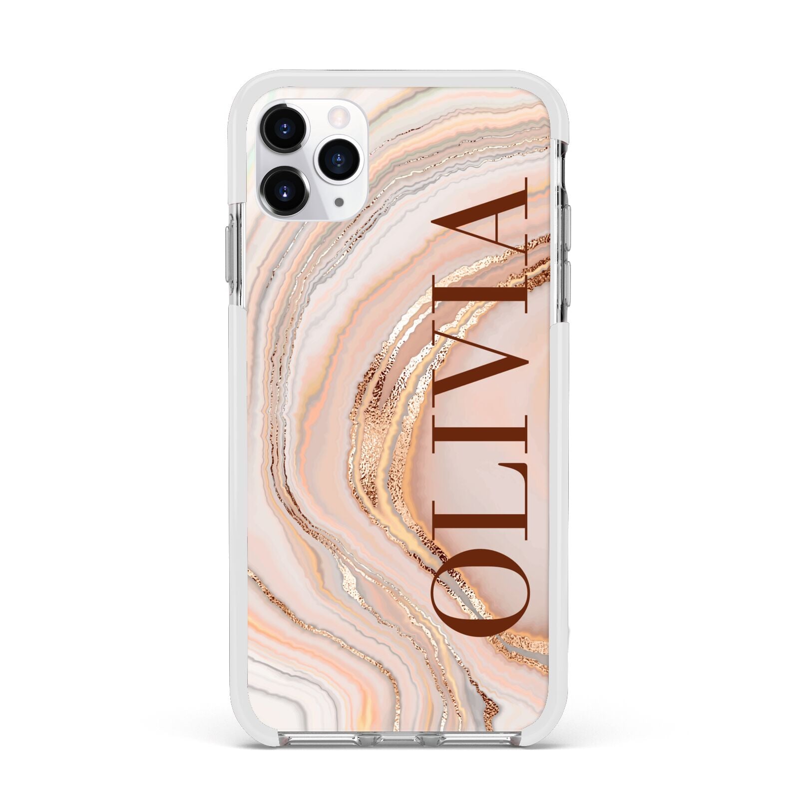 Nude Agate Apple iPhone 11 Pro Max in Silver with White Impact Case