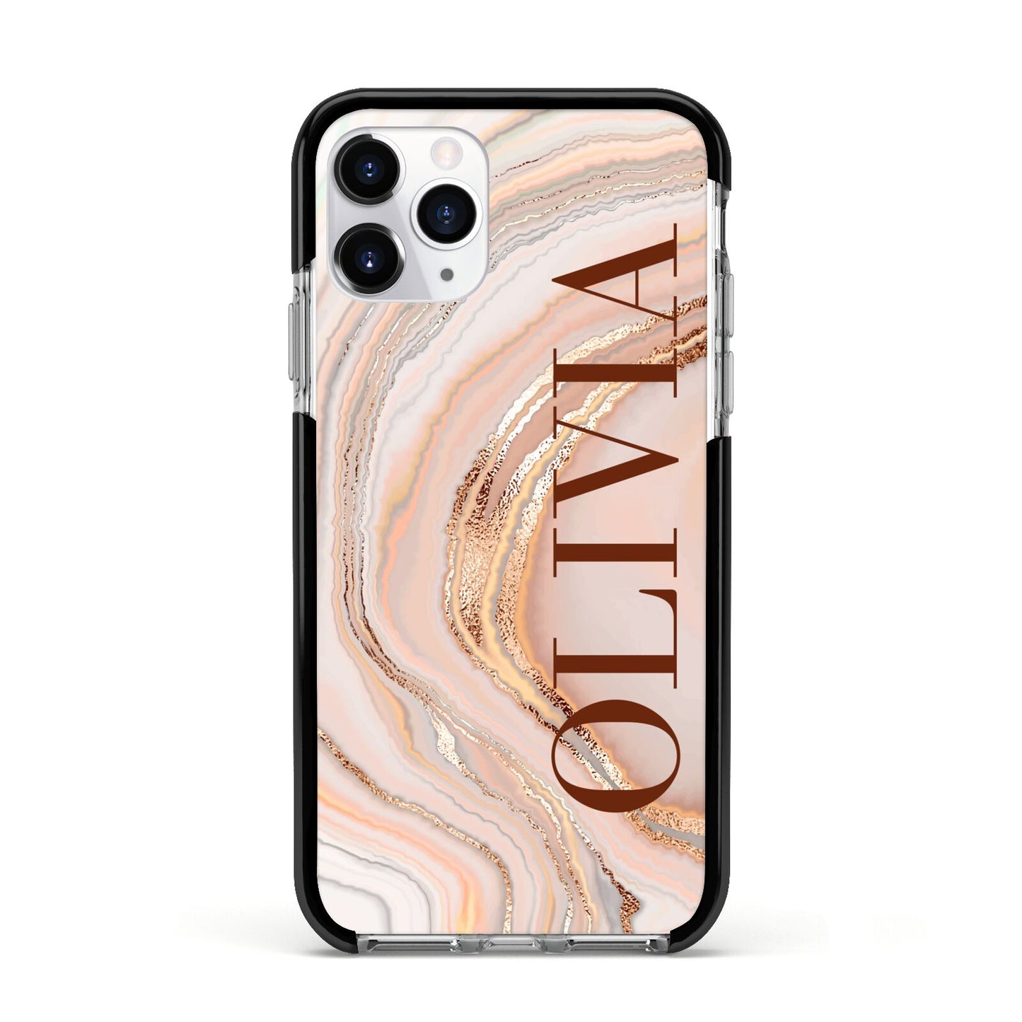 Nude Agate Apple iPhone 11 Pro in Silver with Black Impact Case