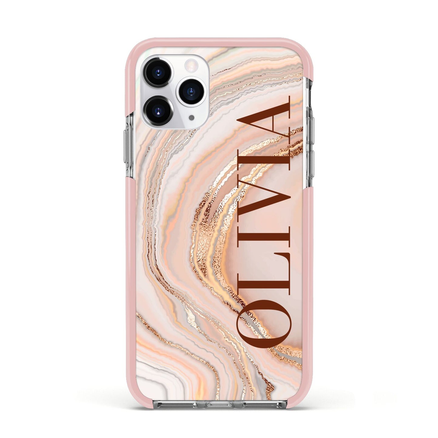 Nude Agate Apple iPhone 11 Pro in Silver with Pink Impact Case