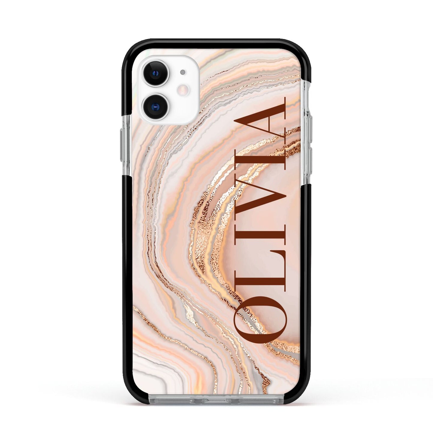 Nude Agate Apple iPhone 11 in White with Black Impact Case