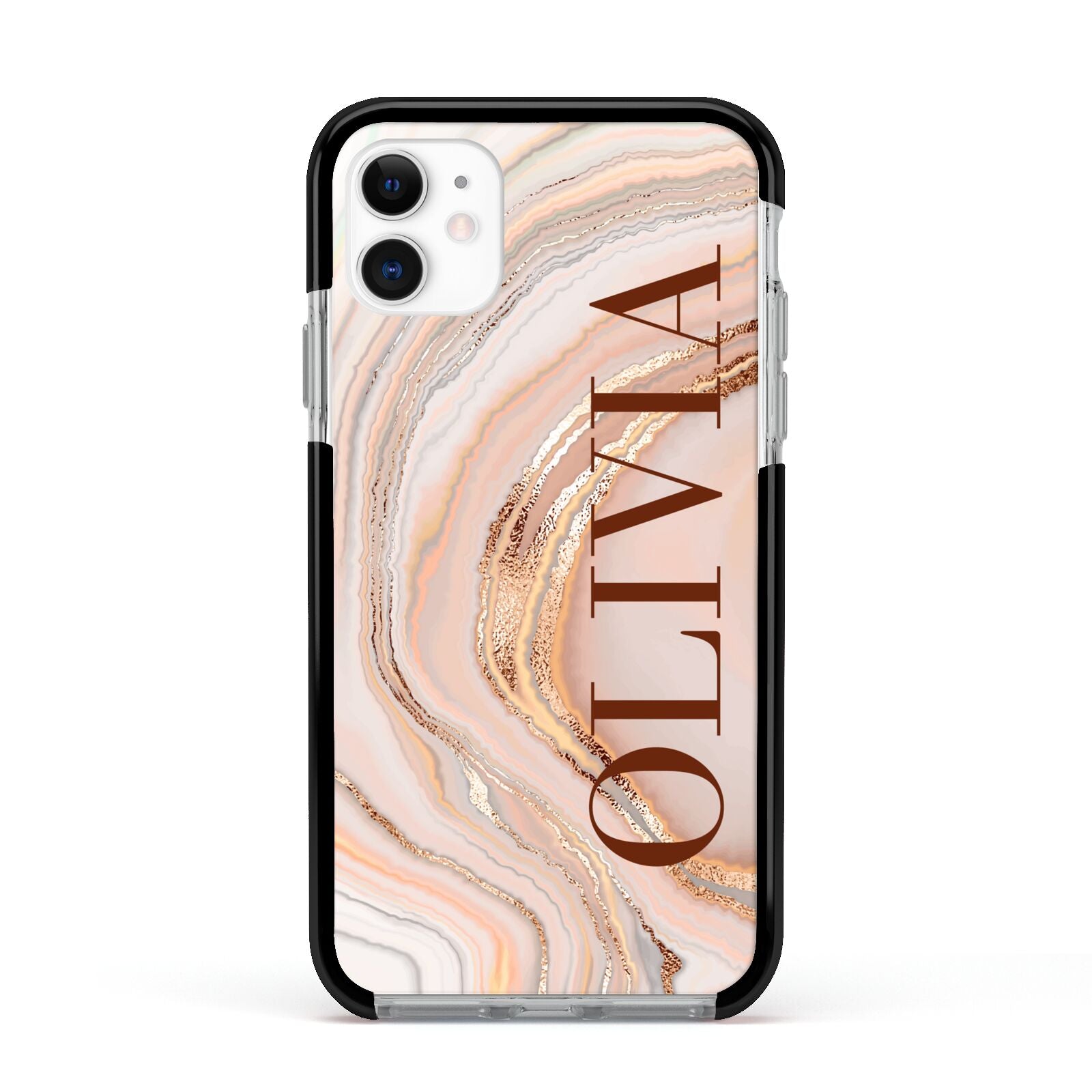 Nude Agate Apple iPhone 11 in White with Black Impact Case