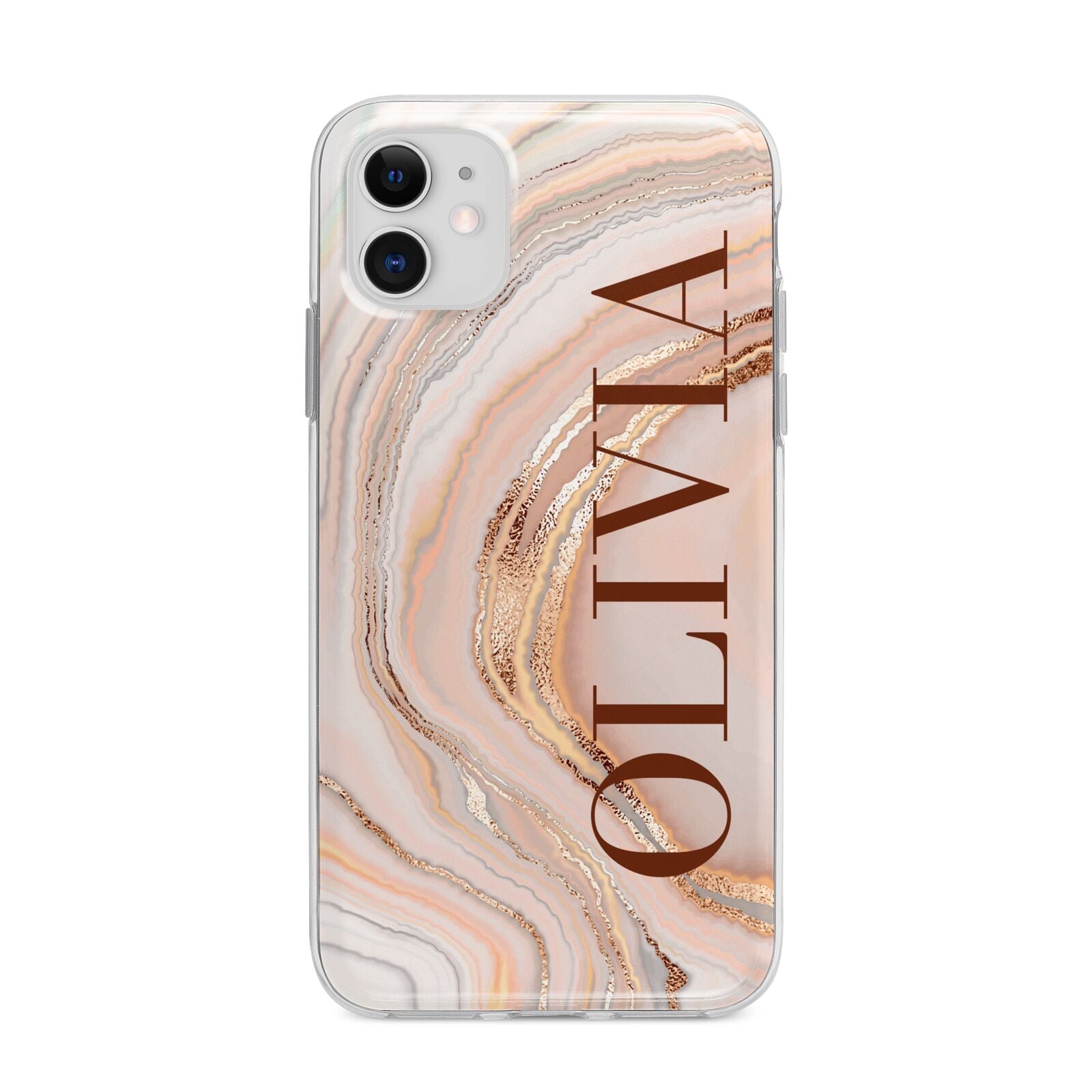 Nude Agate Apple iPhone 11 in White with Bumper Case