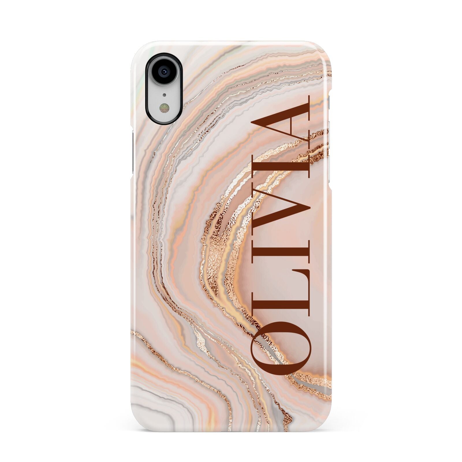 Nude Agate Apple iPhone XR White 3D Snap Case