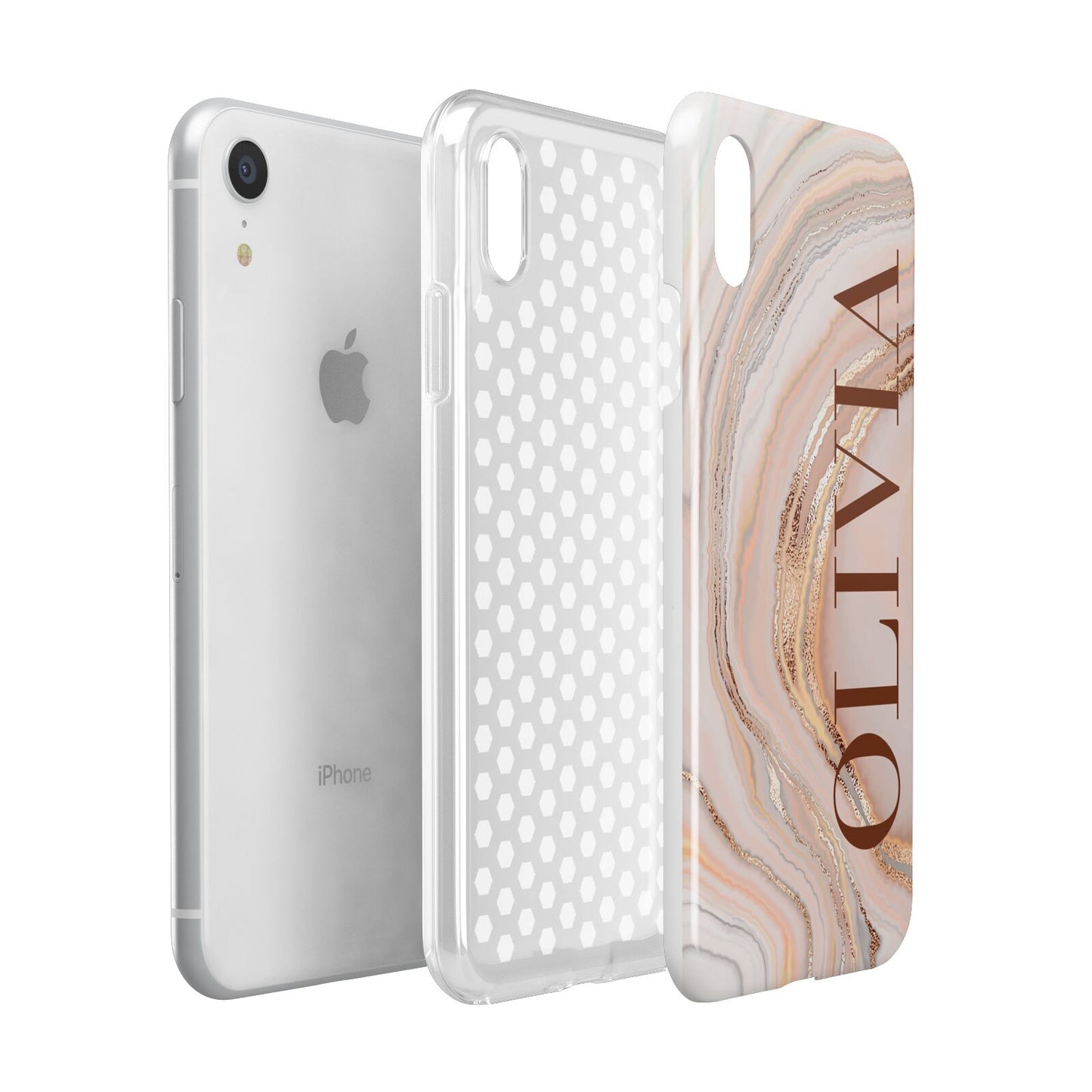 Nude Agate Apple iPhone XR White 3D Tough Case Expanded view