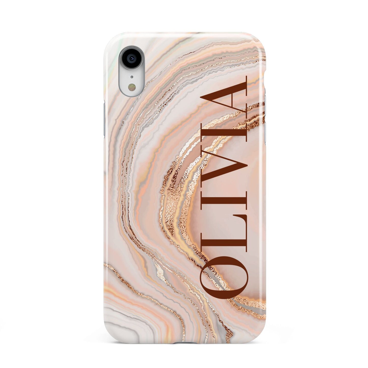 Nude Agate Apple iPhone XR White 3D Tough Case