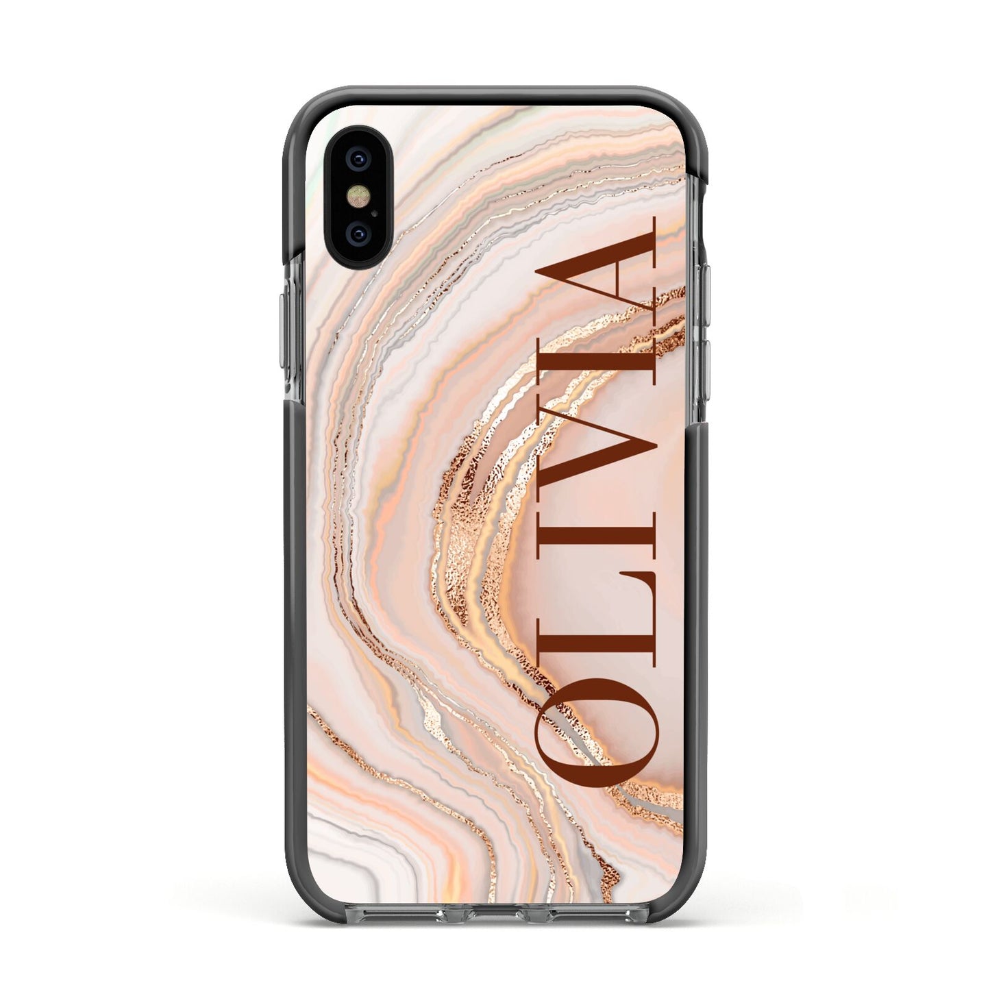 Nude Agate Apple iPhone Xs Impact Case Black Edge on Black Phone