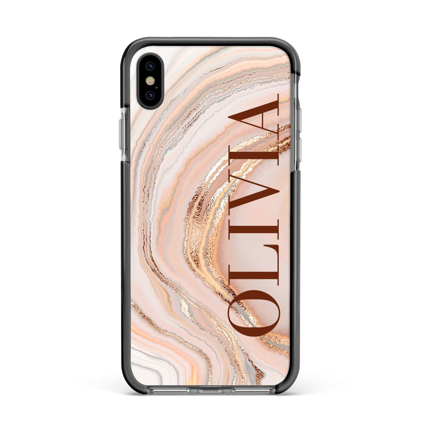 Nude Agate Apple iPhone Xs Max Impact Case Black Edge on Black Phone