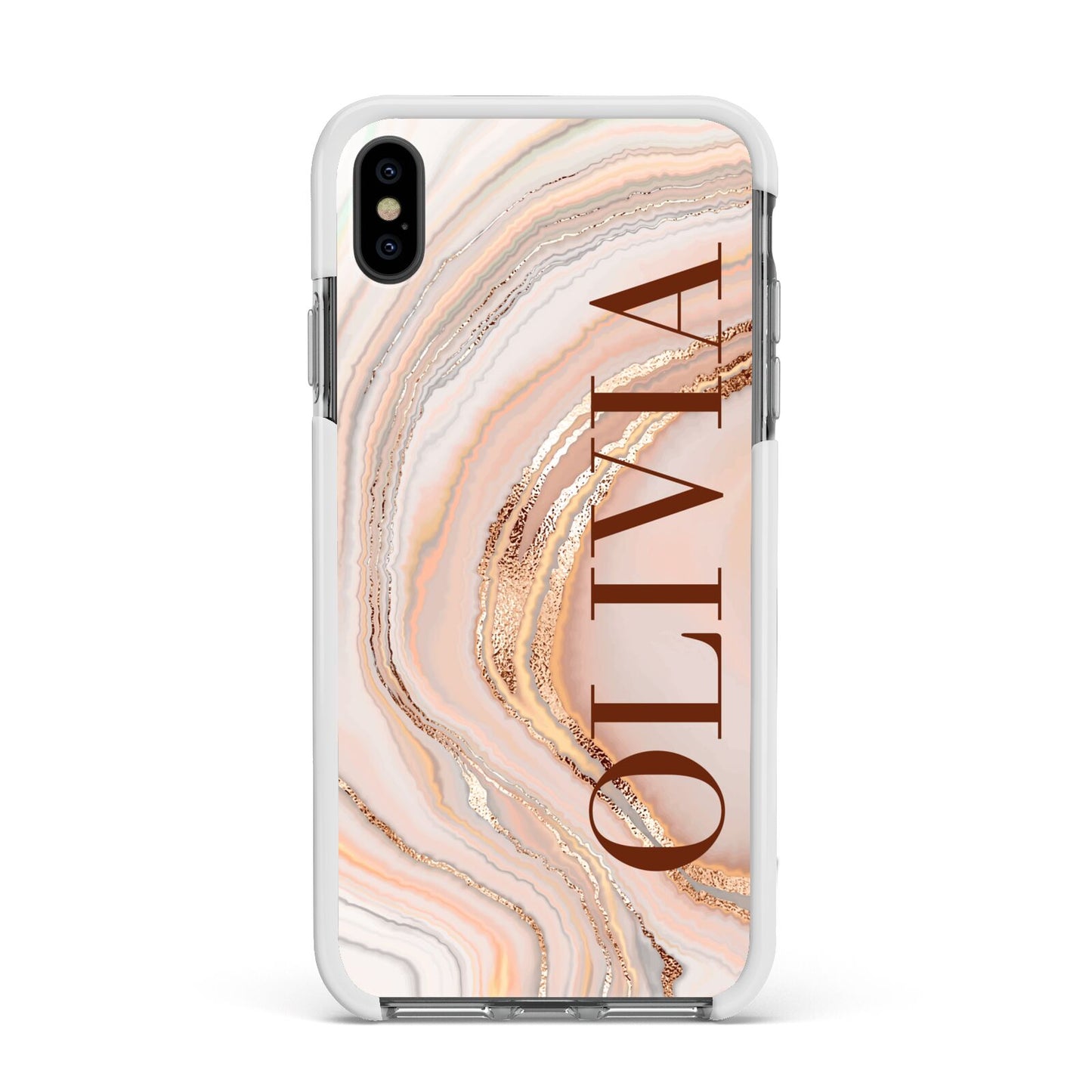 Nude Agate Apple iPhone Xs Max Impact Case White Edge on Black Phone