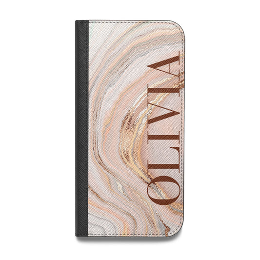 Nude Agate Vegan Leather Flip iPhone Case