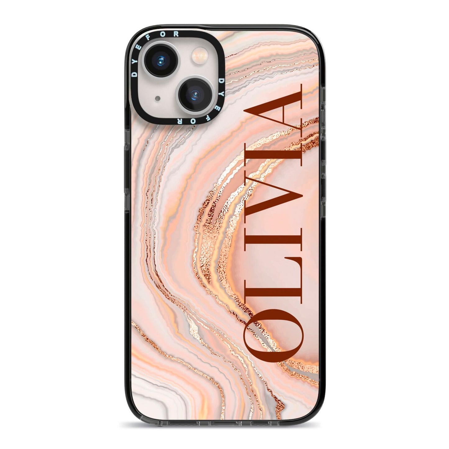 Nude Agate iPhone 13 Black Impact Case on Silver phone