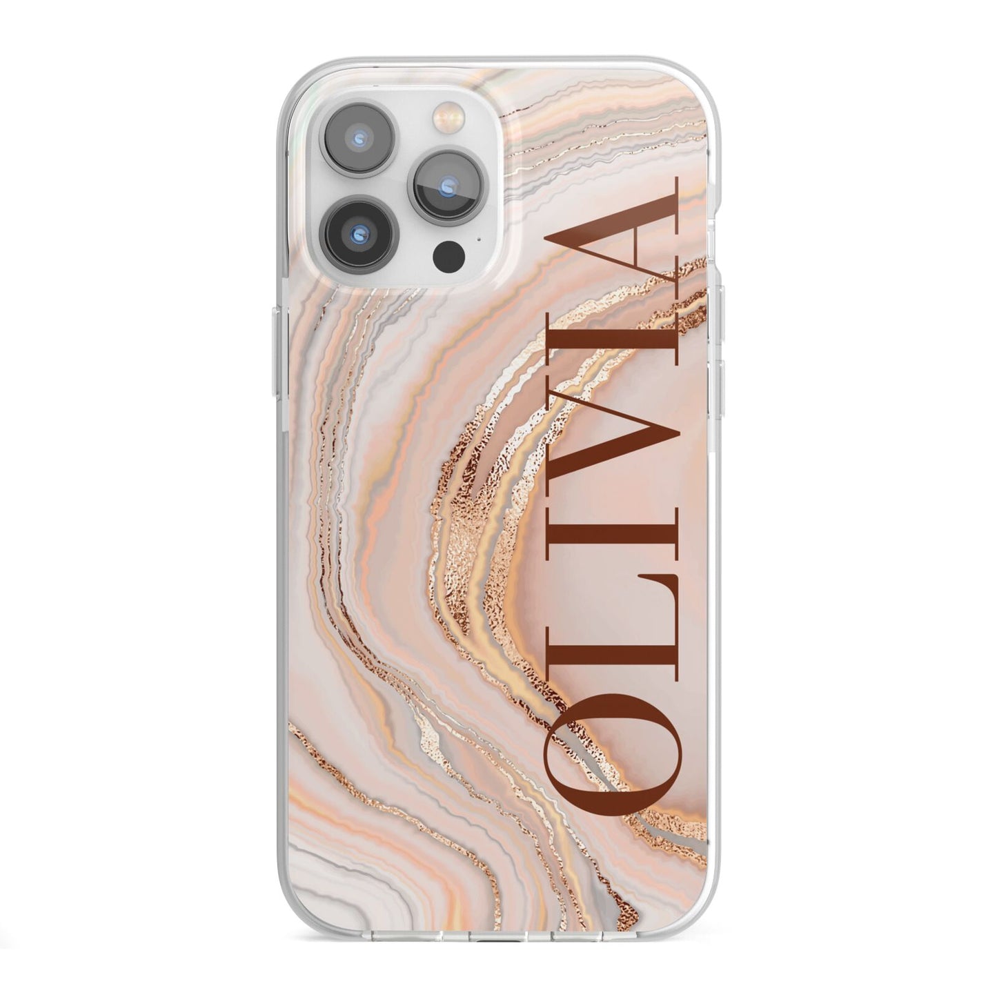 Nude Agate iPhone 13 Pro Max TPU Impact Case with White Edges