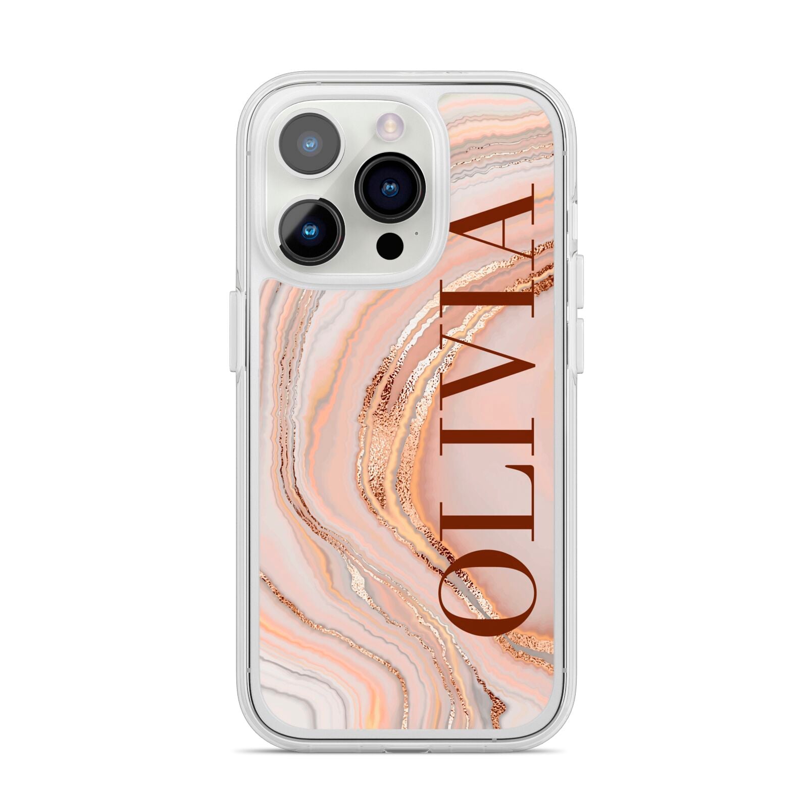 Nude Agate iPhone 14 Pro Clear Tough Case Silver