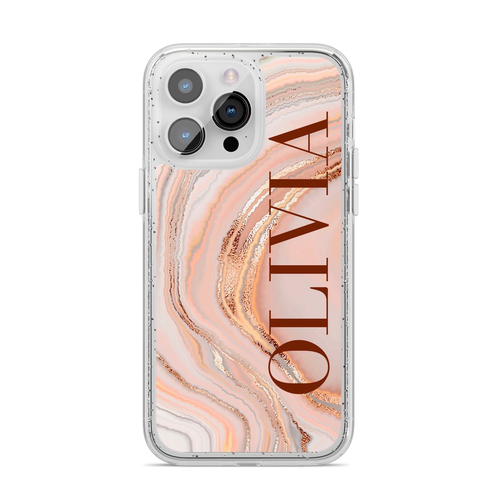 Nude Agate iPhone 14 Pro Max Glitter Tough Case Silver