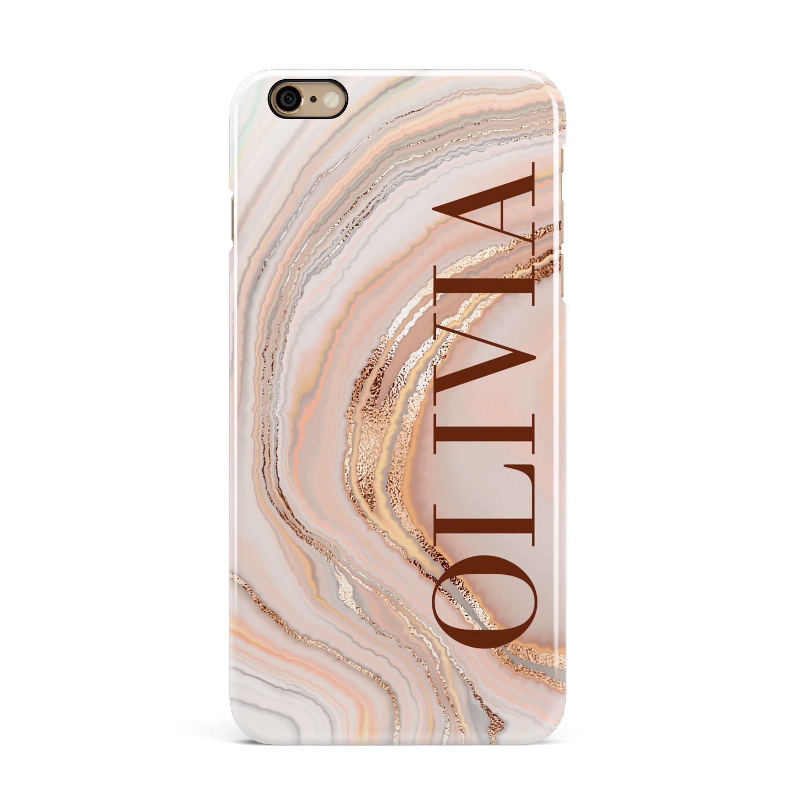 Nude Agate iPhone 6 Plus 3D Snap Case on Gold Phone