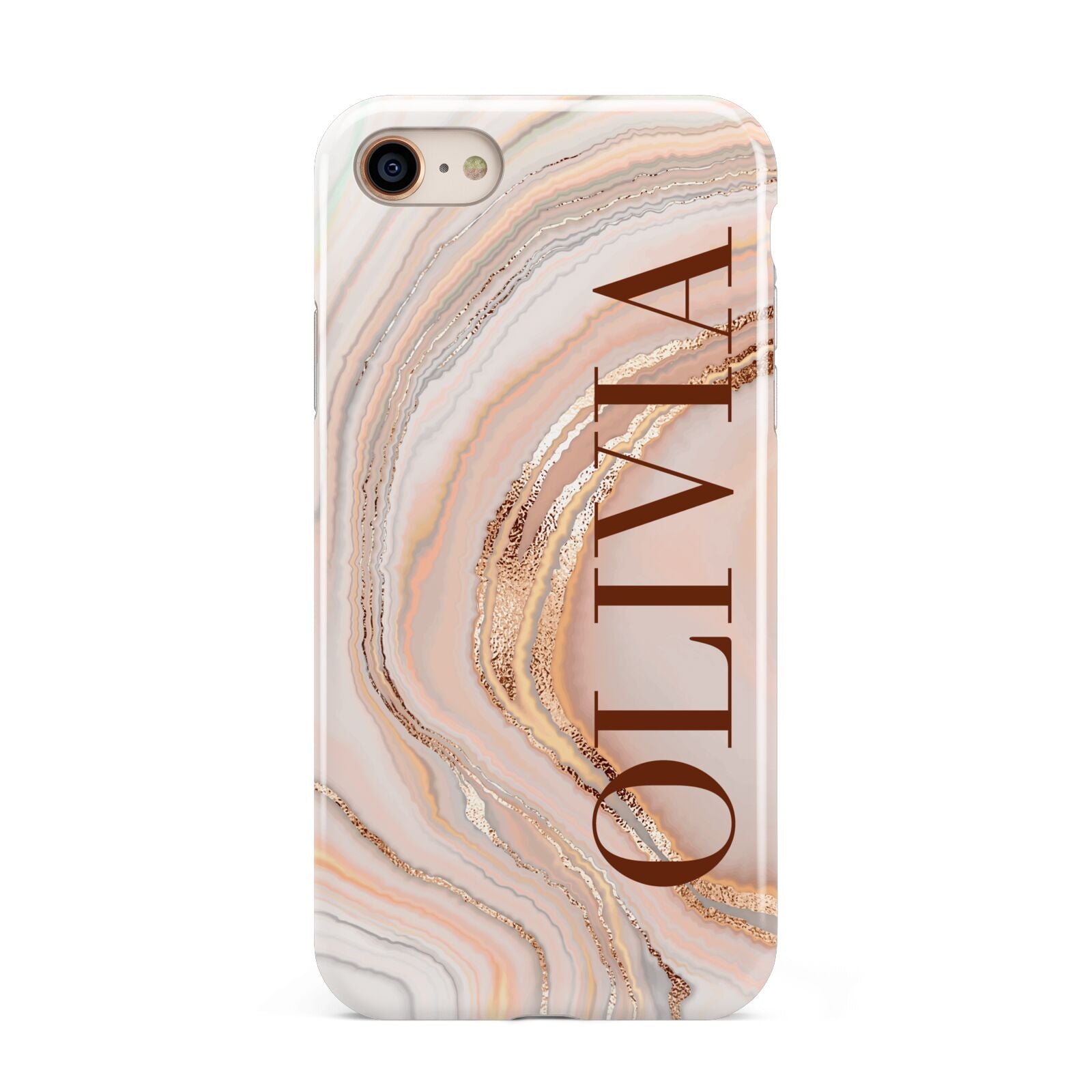 Nude Agate iPhone 8 3D Tough Case on Gold Phone