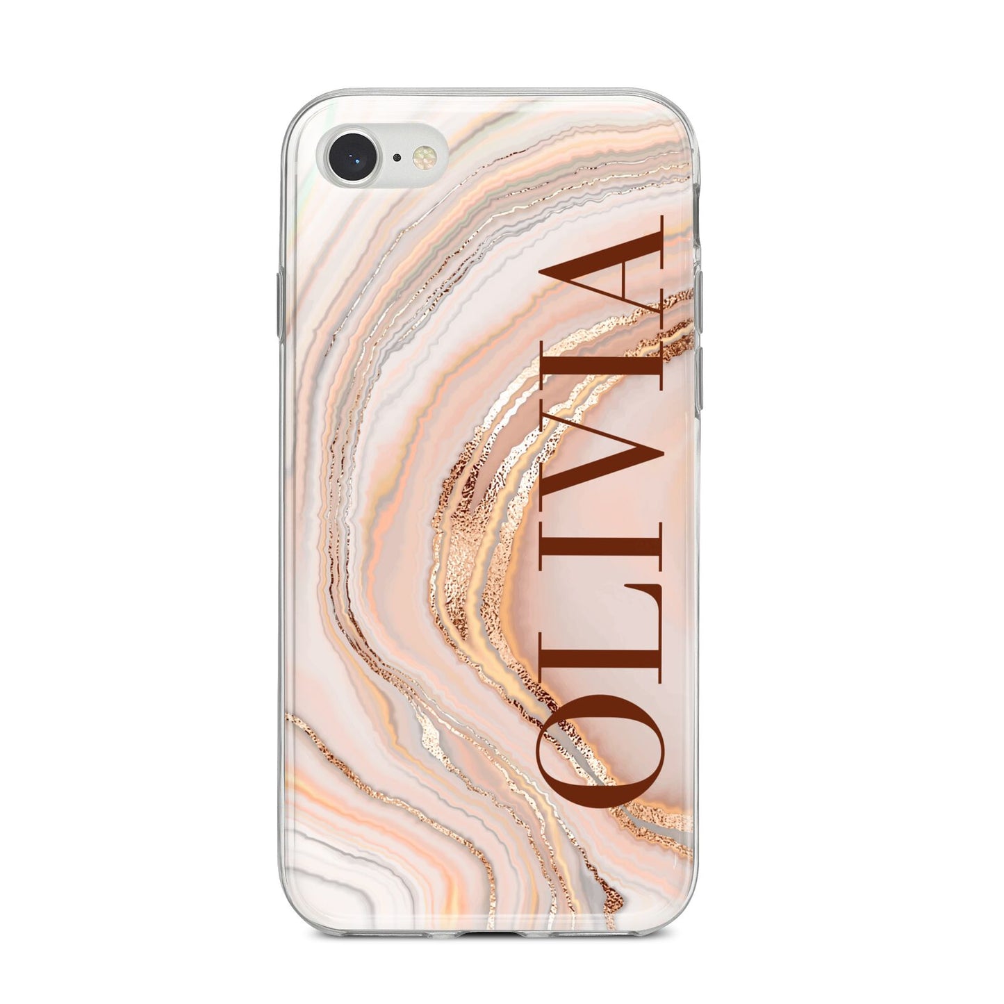 Nude Agate iPhone 8 Bumper Case on Silver iPhone