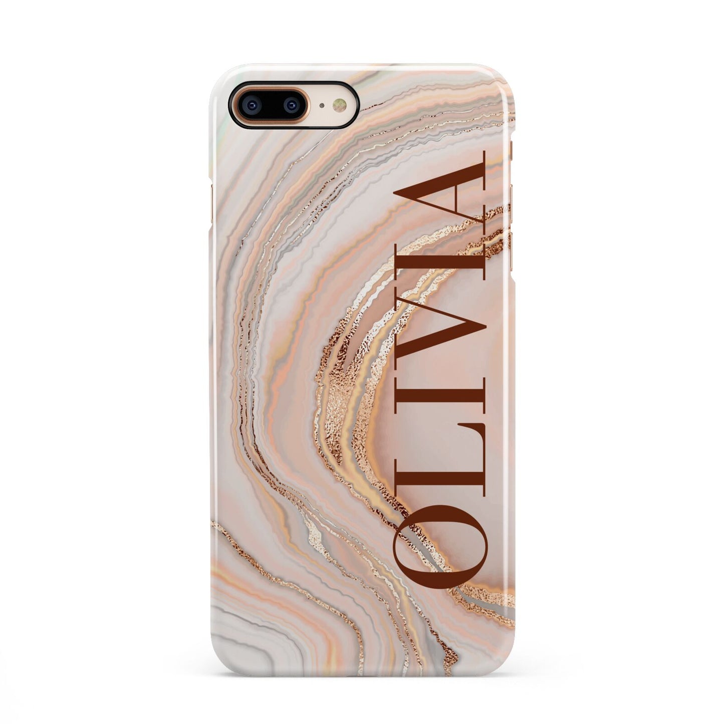 Nude Agate iPhone 8 Plus 3D Snap Case on Gold Phone