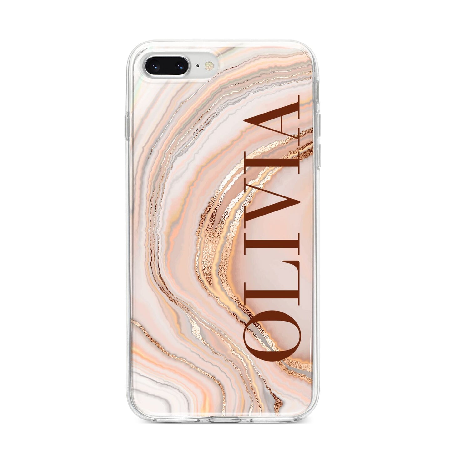 Nude Agate iPhone 8 Plus Bumper Case on Silver iPhone