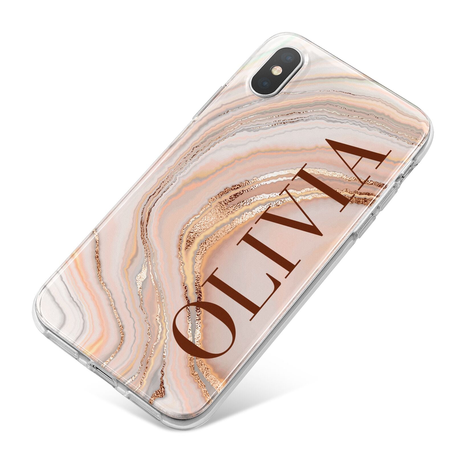 Nude Agate iPhone X Bumper Case on Silver iPhone