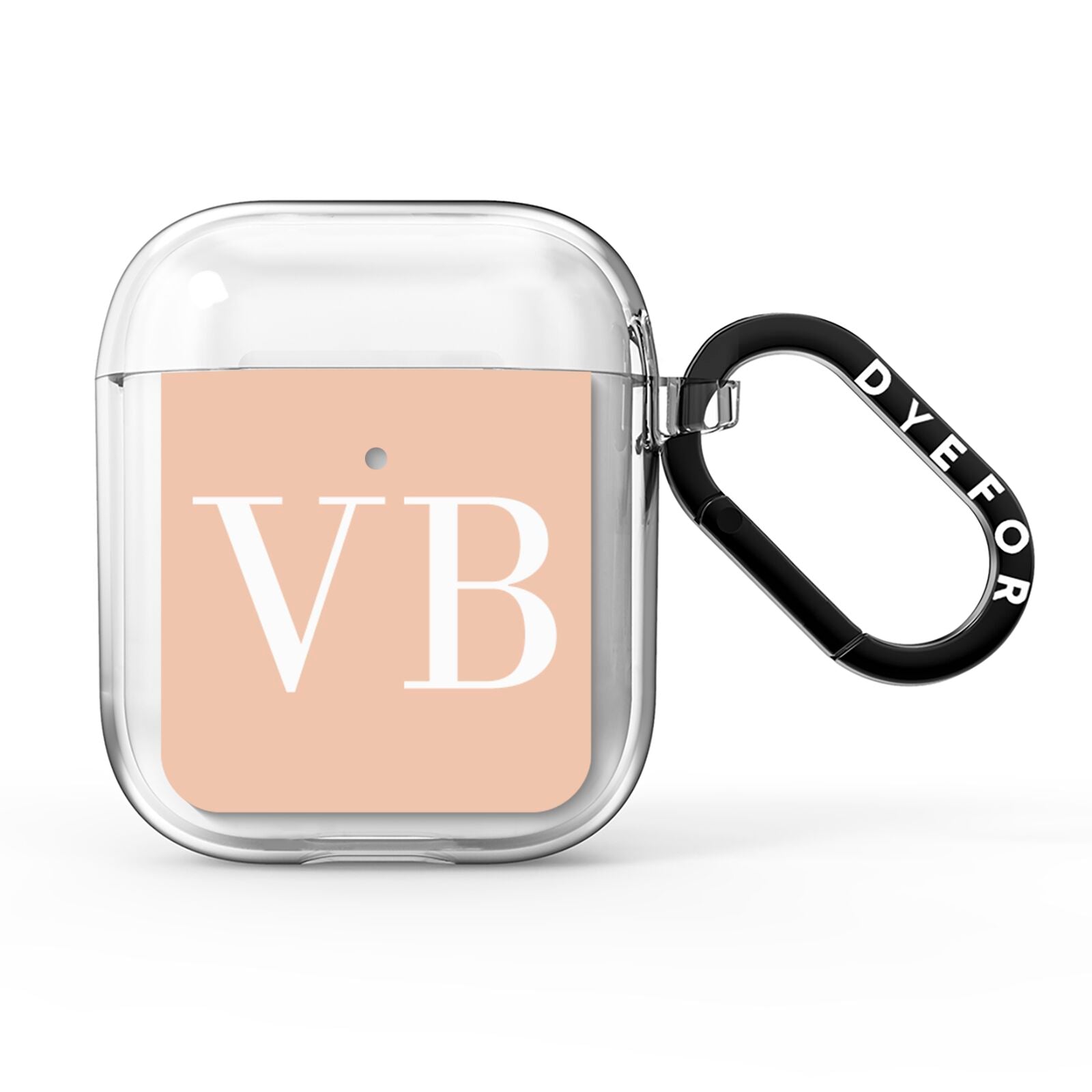 Nude And White Personalised AirPods Clear Case