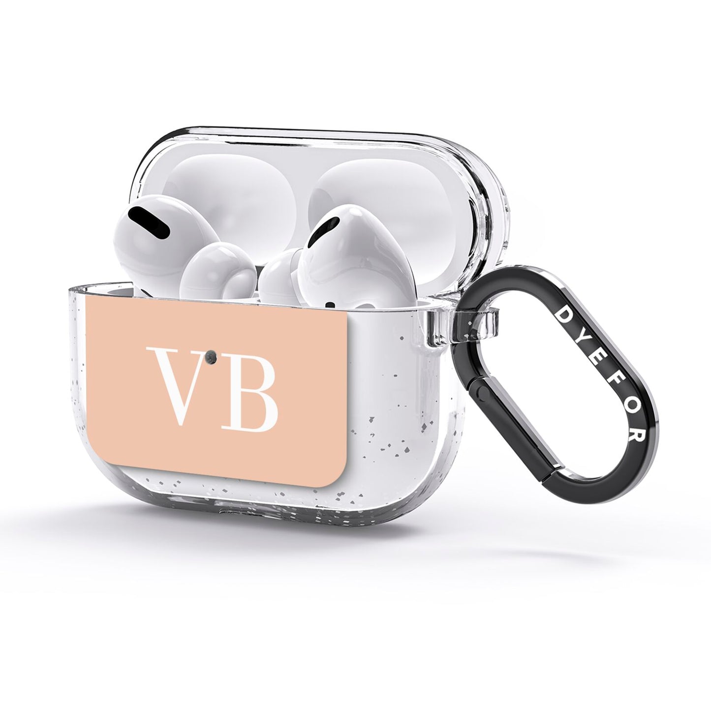 Nude And White Personalised AirPods Glitter Case 3rd Gen Side Image