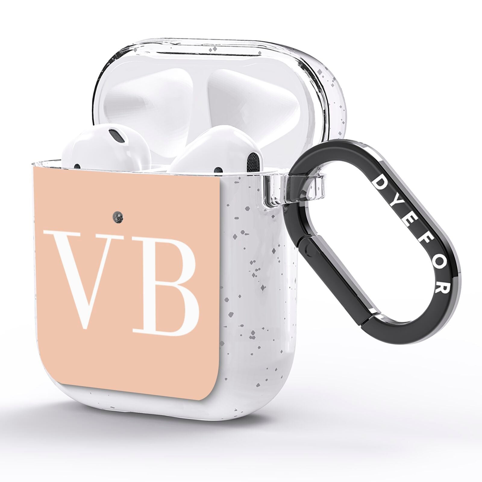 Nude And White Personalised AirPods Glitter Case Side Image