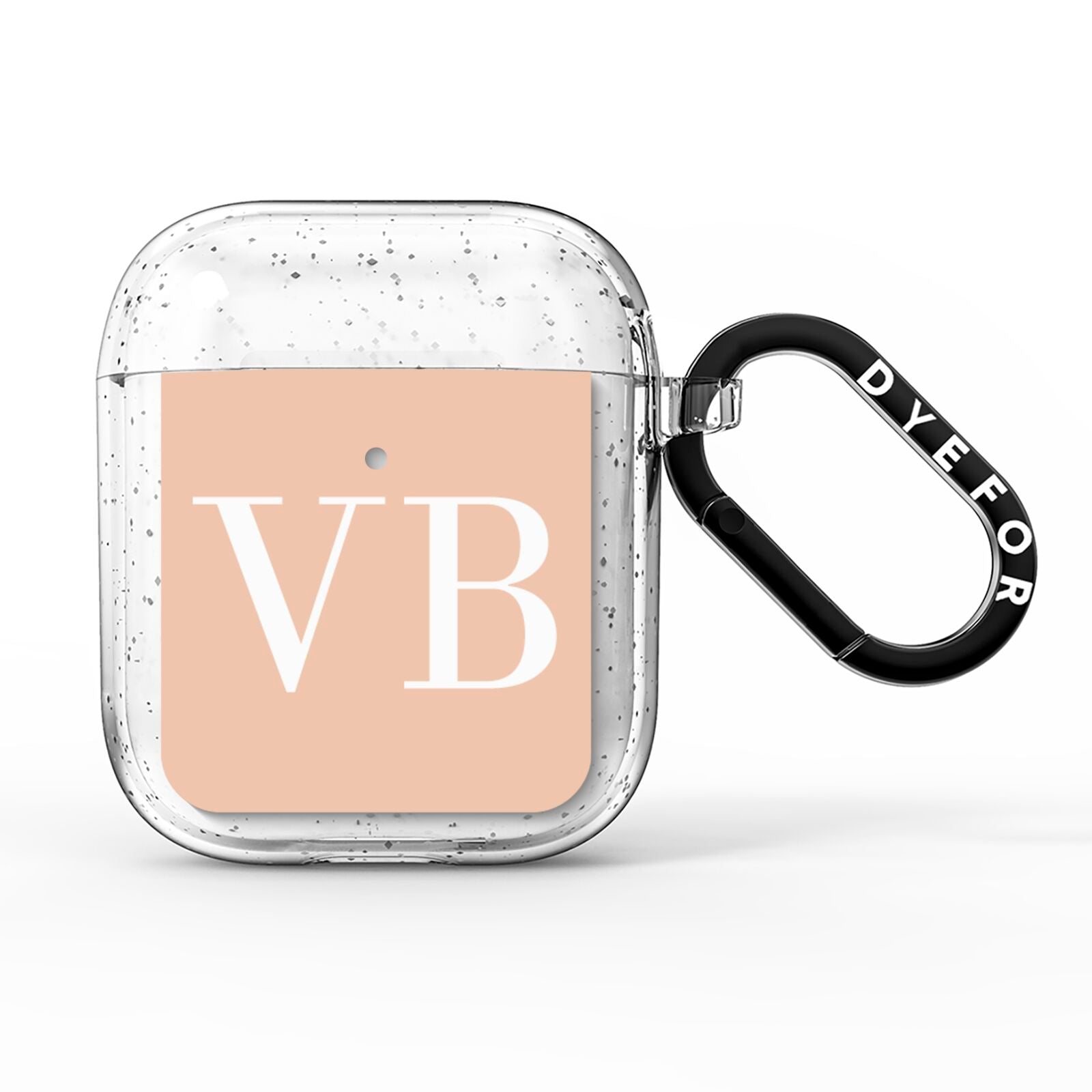 Nude And White Personalised AirPods Glitter Case