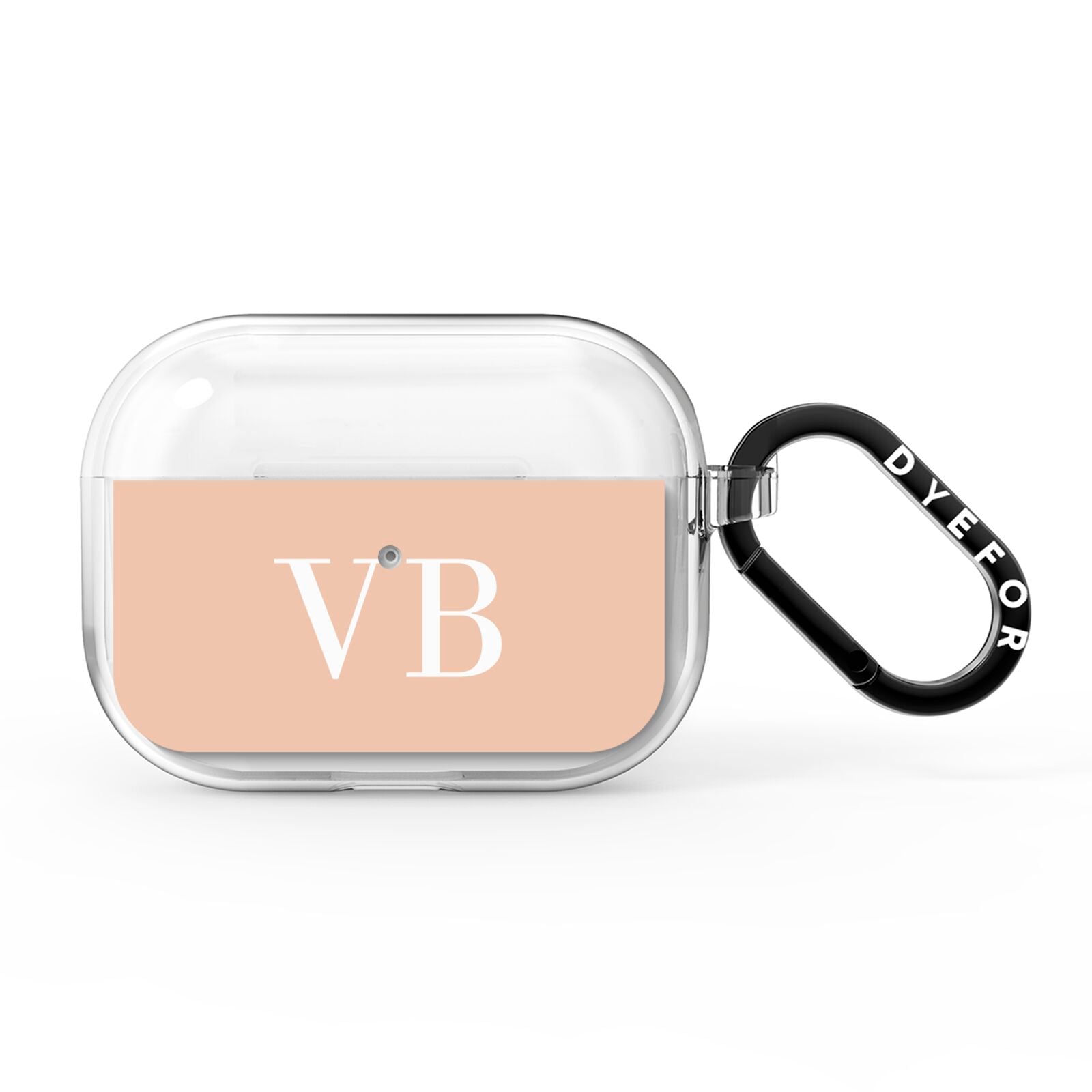 Nude And White Personalised AirPods Pro Clear Case