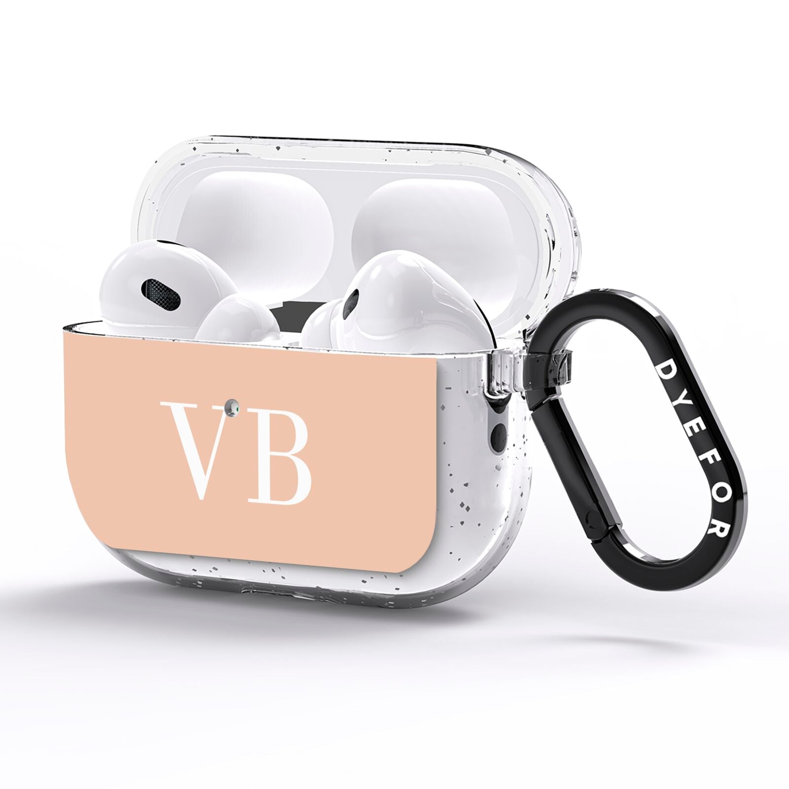 Nude And White Personalised AirPods Pro Glitter Case Side Image